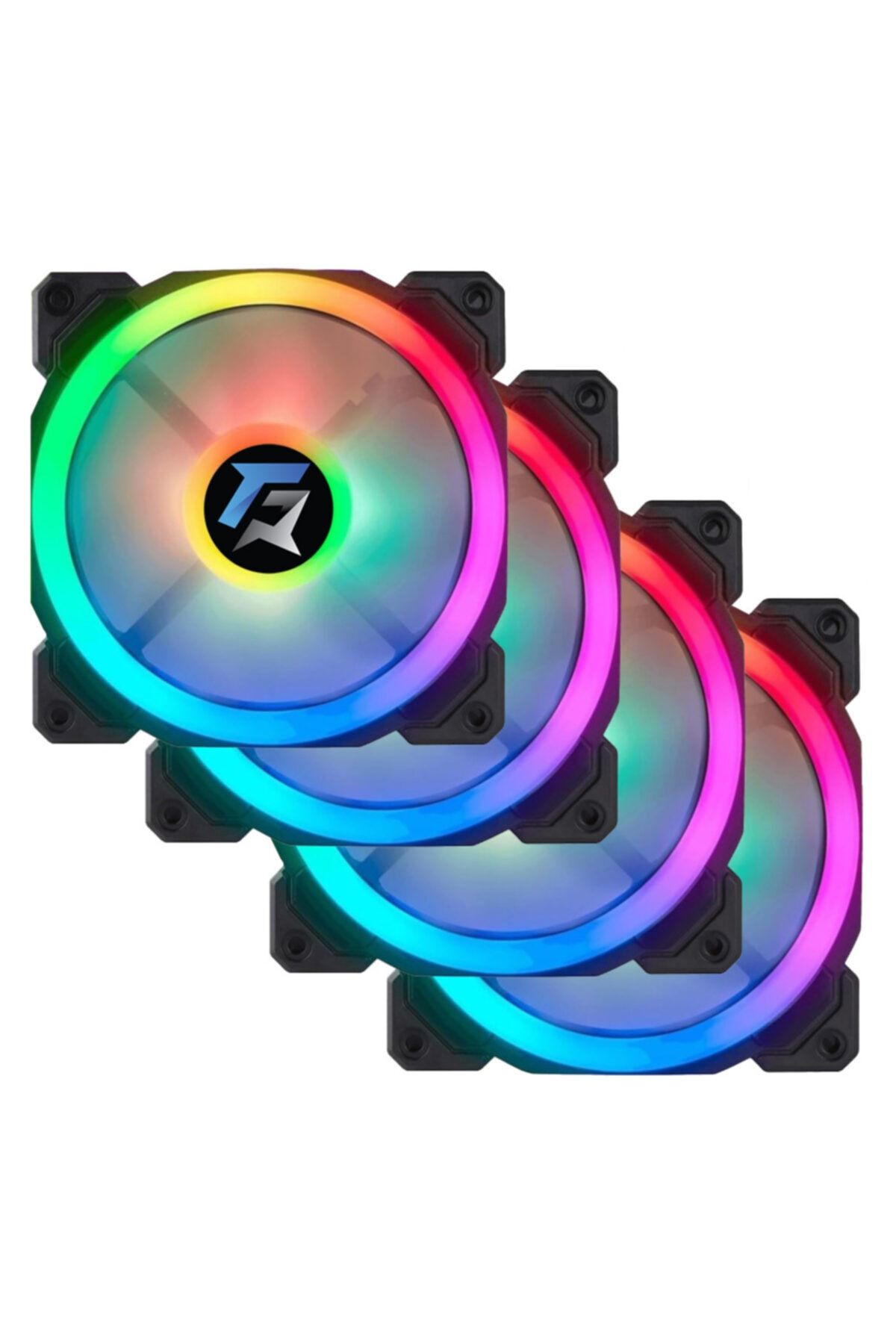 GAMEFORCE 7r Pro Seri (4'lü Set) Rainbow Ledli Sessiz 120mm 12cm Kasa Fanı