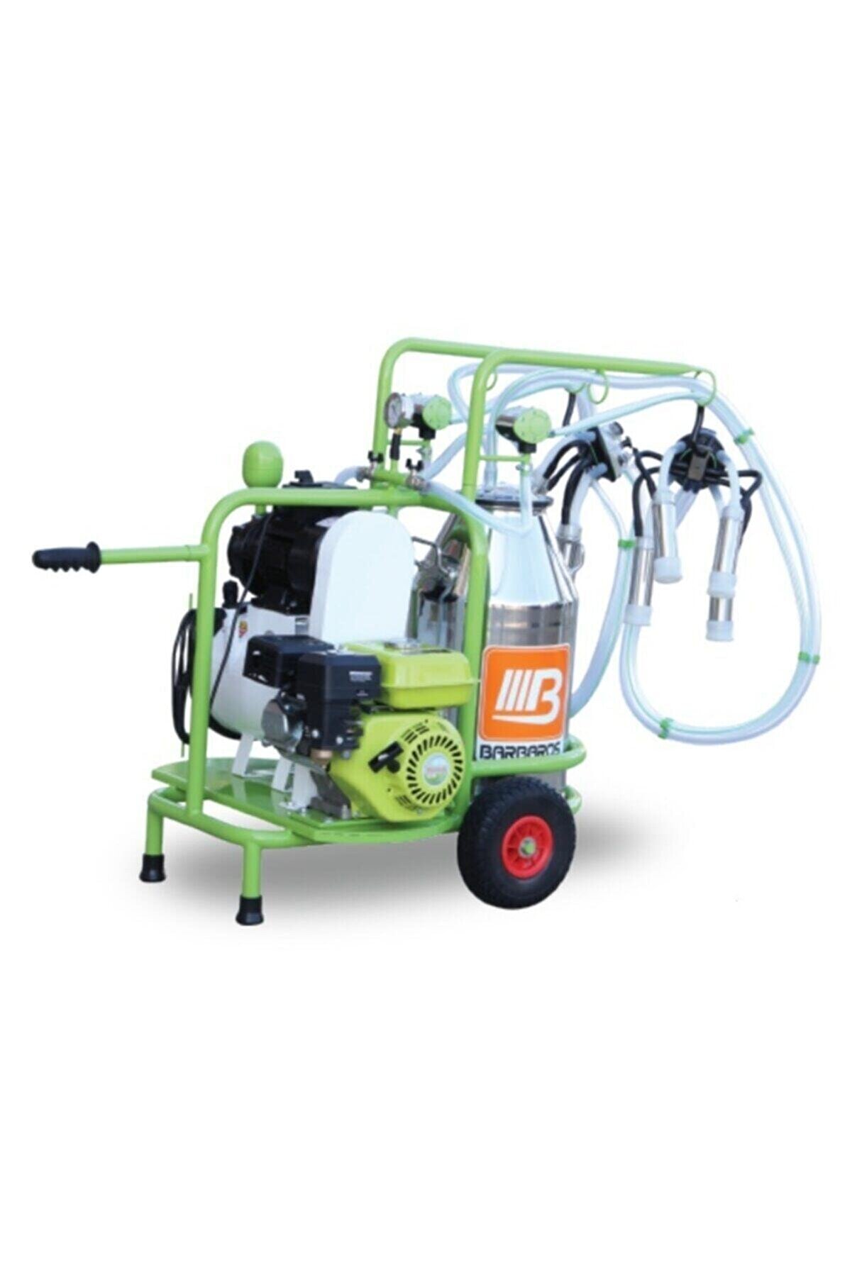 SYNOPE Barbaros Benzinli Model Çift Sağım Tek Krom Güğüm 70 Lik Kuru Pompa Süt Sağma Makinesi