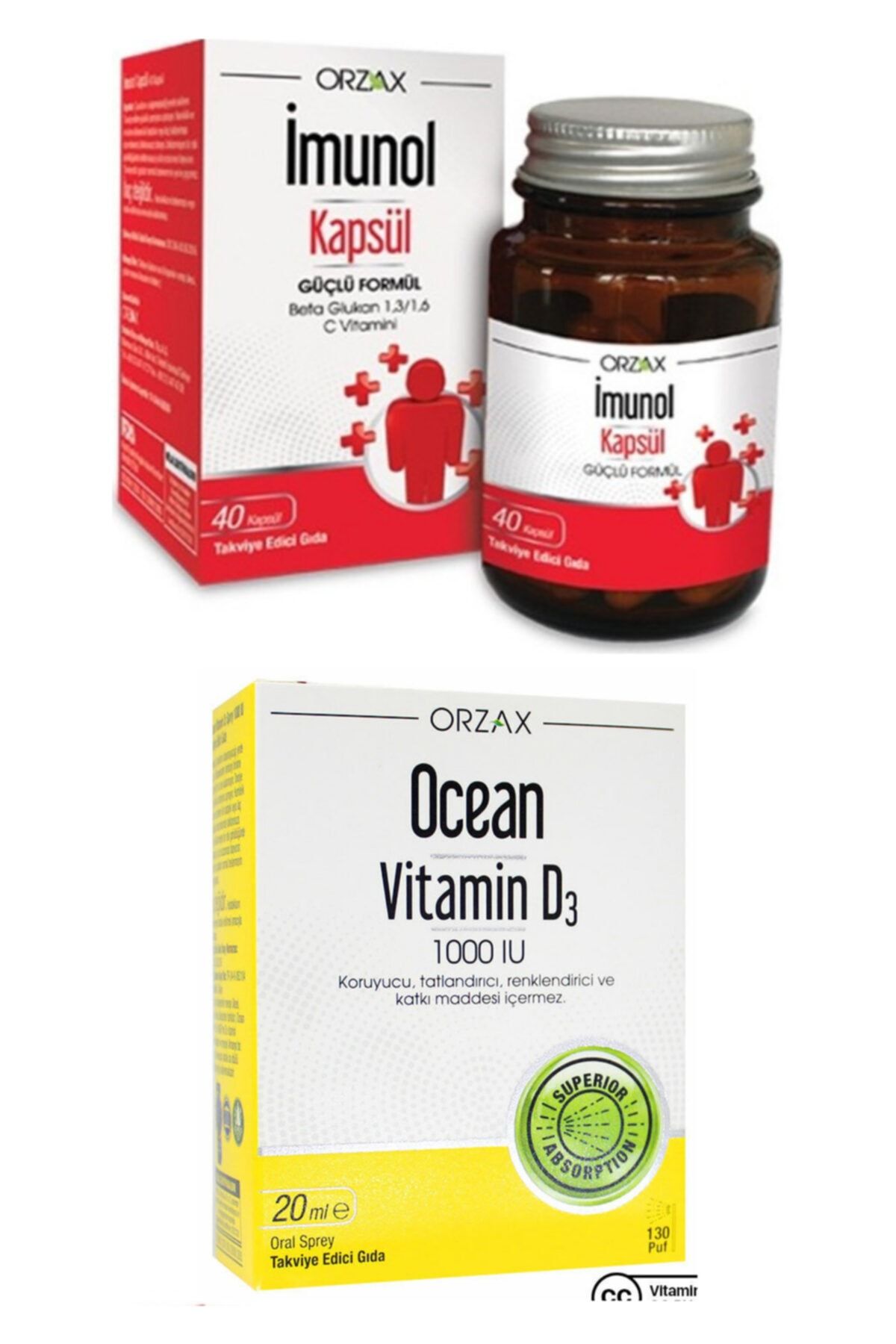 İMUNOL Imunol 40 Kapsül Ve Ocean Vitamin D3 1000ıu Sprey 20ml