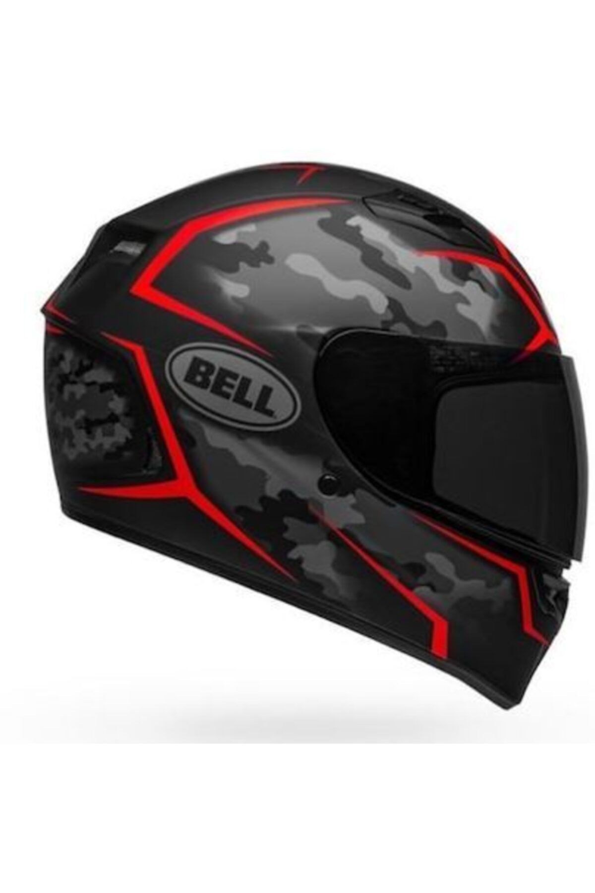 Bell Stealth Camo Matte Black - Red Motosiklet Kaskı Kapalı