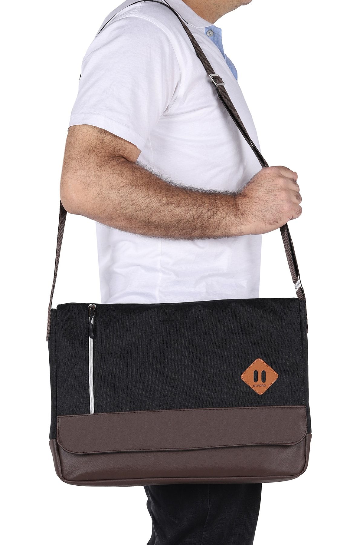 Strong Bag Unisex Siyah Laptop Bölmeli Omuz Askılı Postacı Çantası