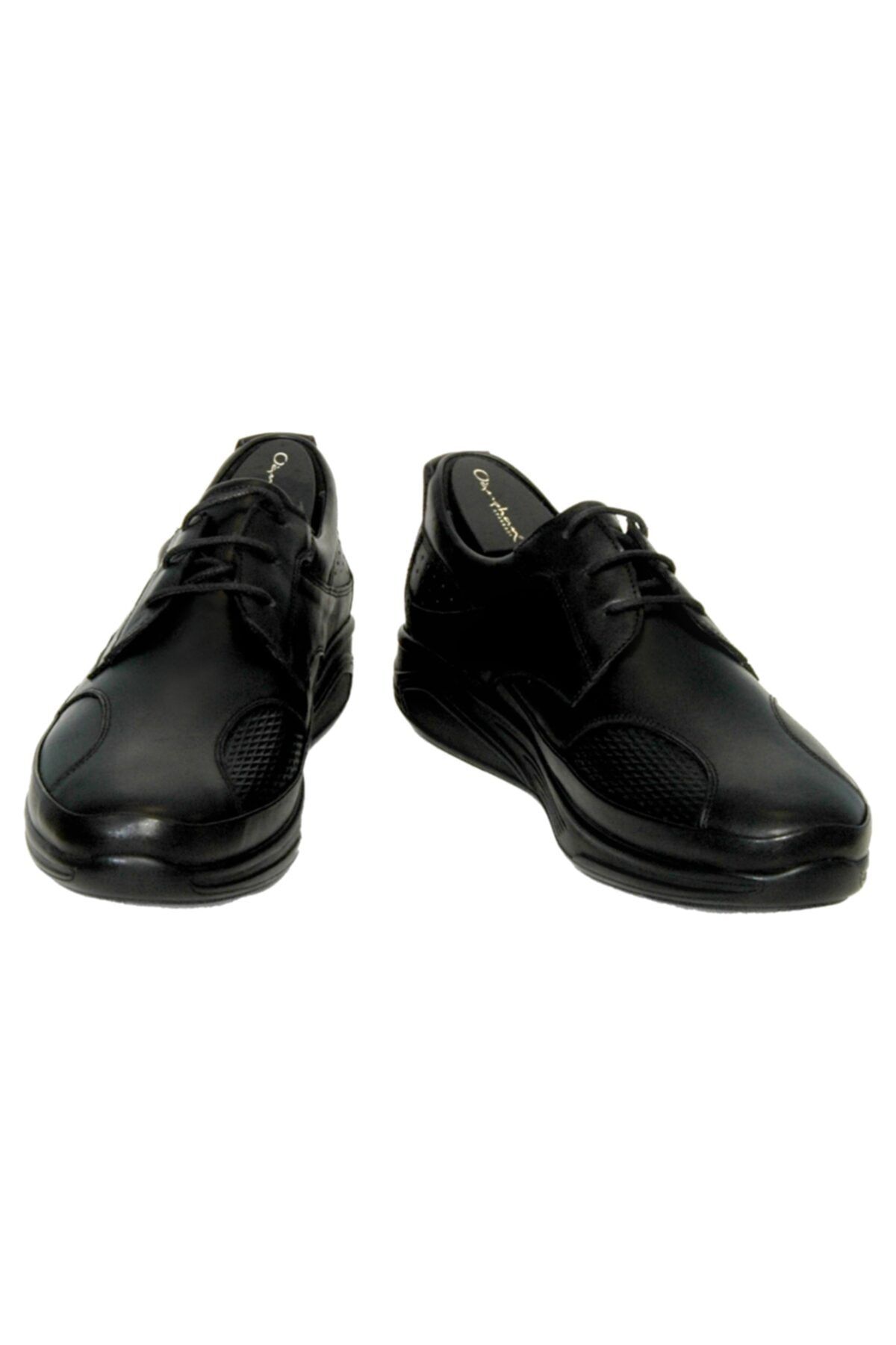 oğuzhan ayakkabı Erkek Siyah Yumuşak Doğal Deri Ortopedik Bel Ve Omuz Medikal Verona Serisi