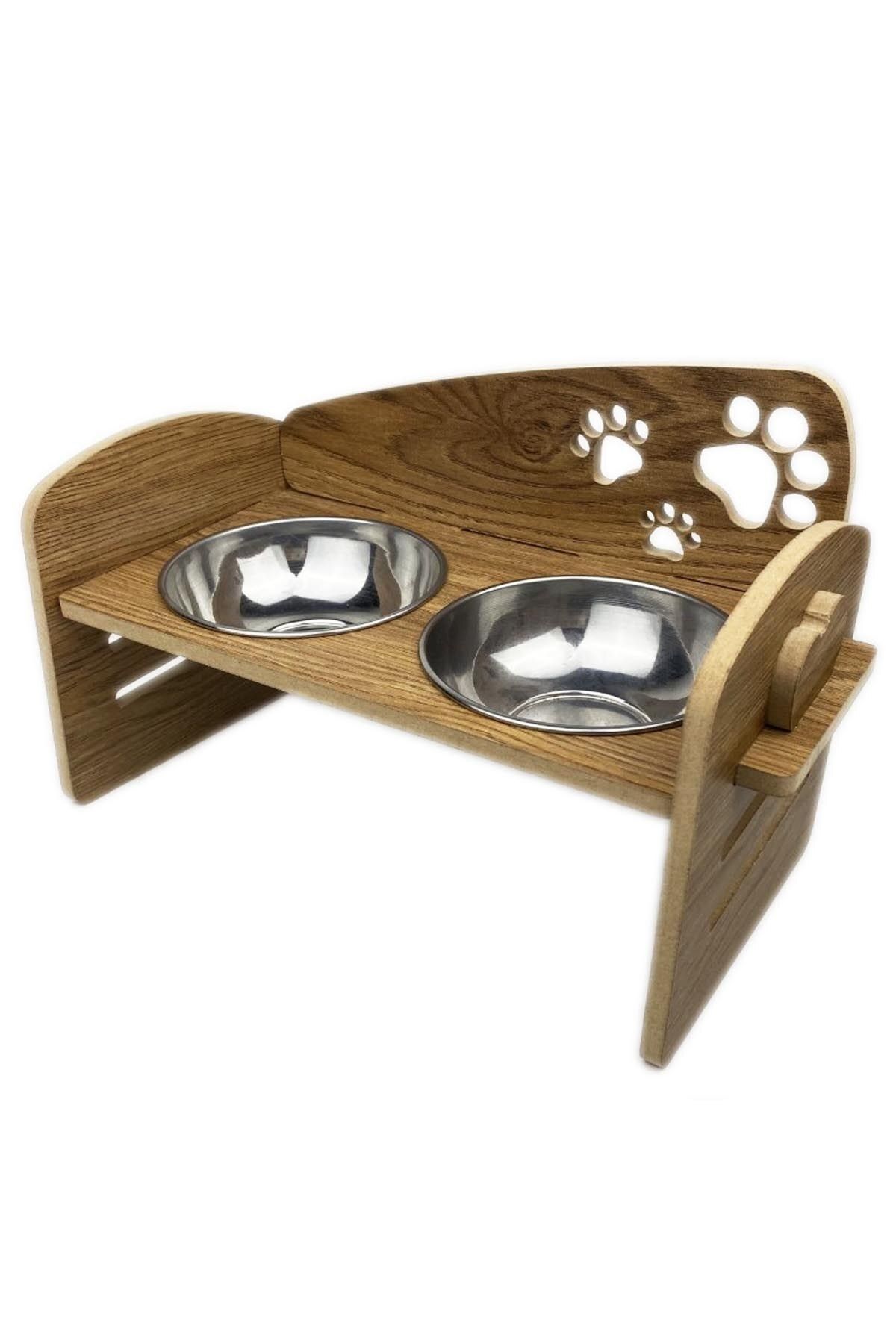 HELİXSUN Ahşap Yüksekliği Ayarlanabilir Kedi Ve Küçük Irk Köpek Mama Ve