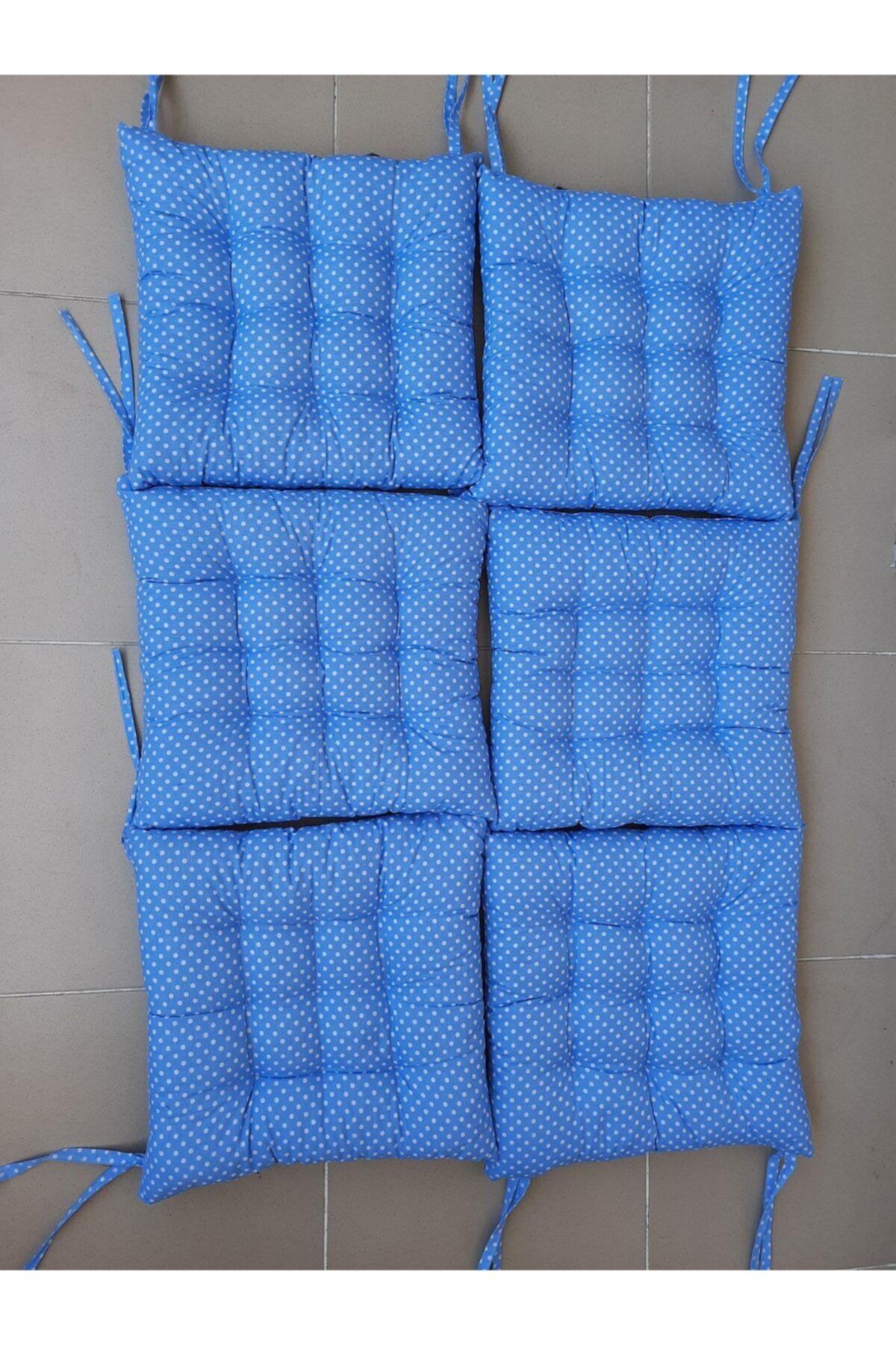 Jutien Sandalye Minderi Mavi 6 Lı Set
