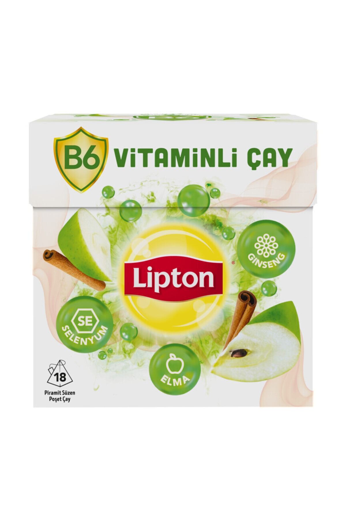 Lipton B6 Vitaminli Bardak Poşet Çay Elma Ginseng Selenyum 18'li