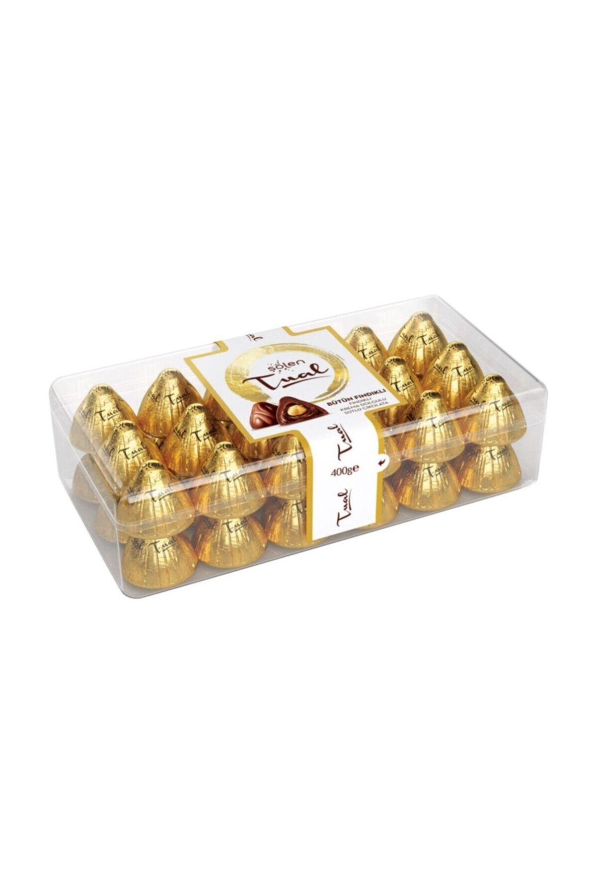 Şölen Tual Gold Fındıklı Çikolata 400gr Şeffaf Kutulu