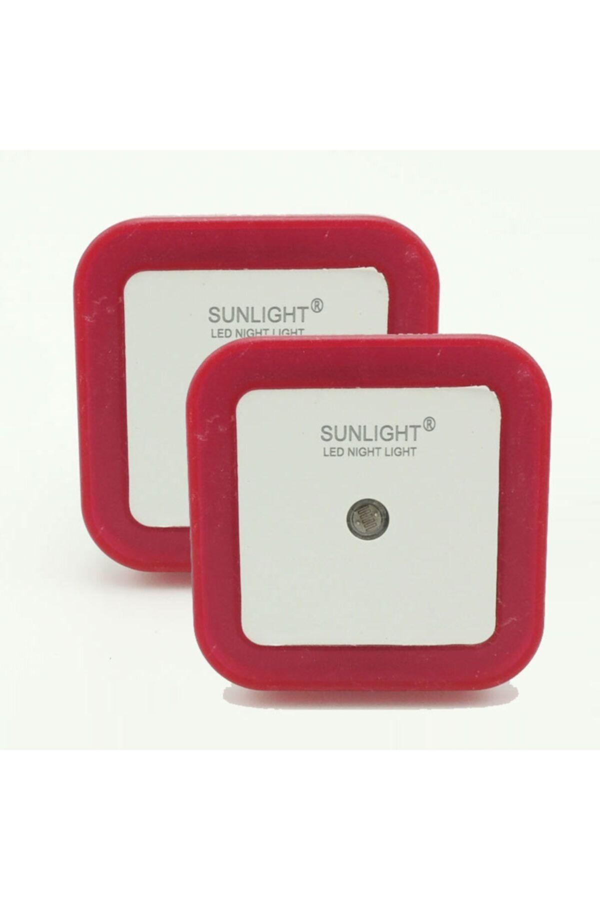 Sunlight Kare Led Gece Lambası 0,5w Işıklı Fişli Fotosel Sensörlü 2 Adet Kırmızı