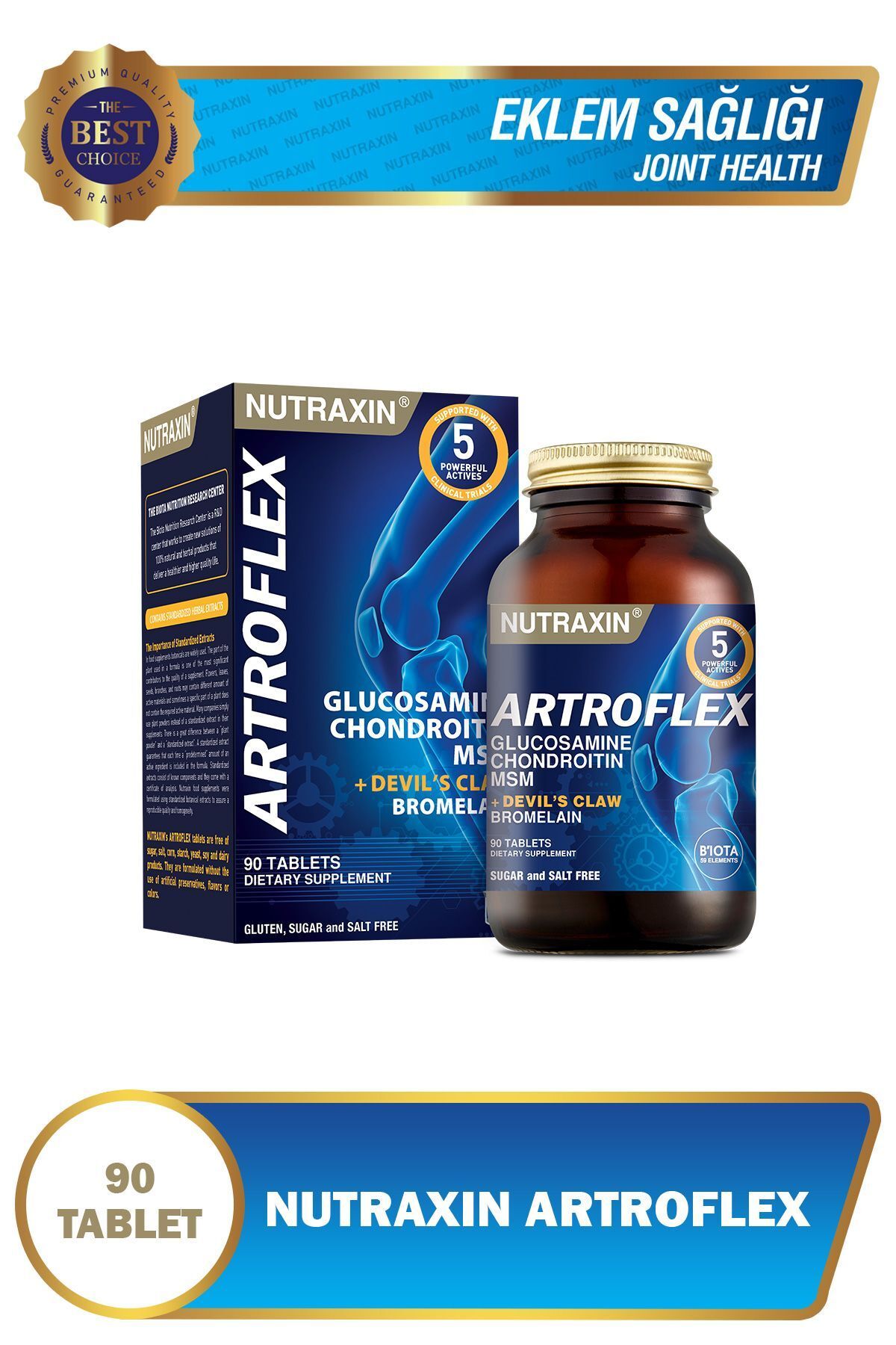 Nutraxin Artroflex 90 Tablet - Glukozamin, MSM, Kondroitin, Bromelain, Şeytan Pençesi