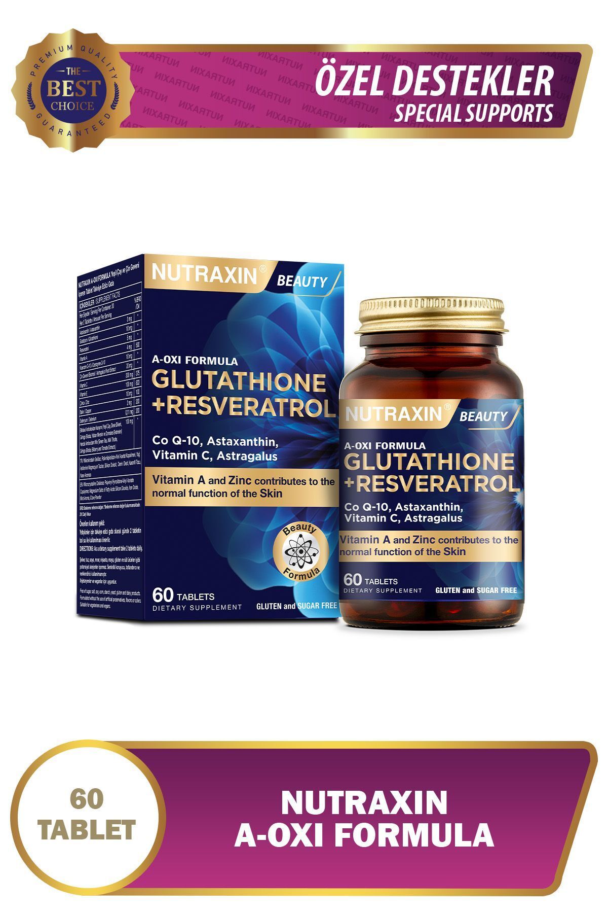 Nutraxin A-oxi Formula 60 Tablet - Glutatyon, Resveratrol, Astaksantin, Koenzim Q10