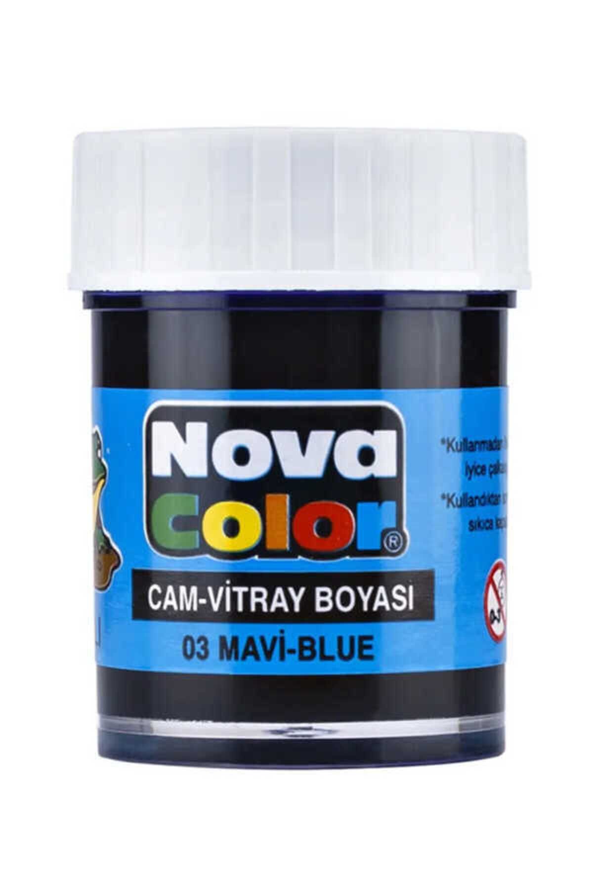 nova color Nc-151 Mavi Su Bazlı Cam Boyası 30 Cc