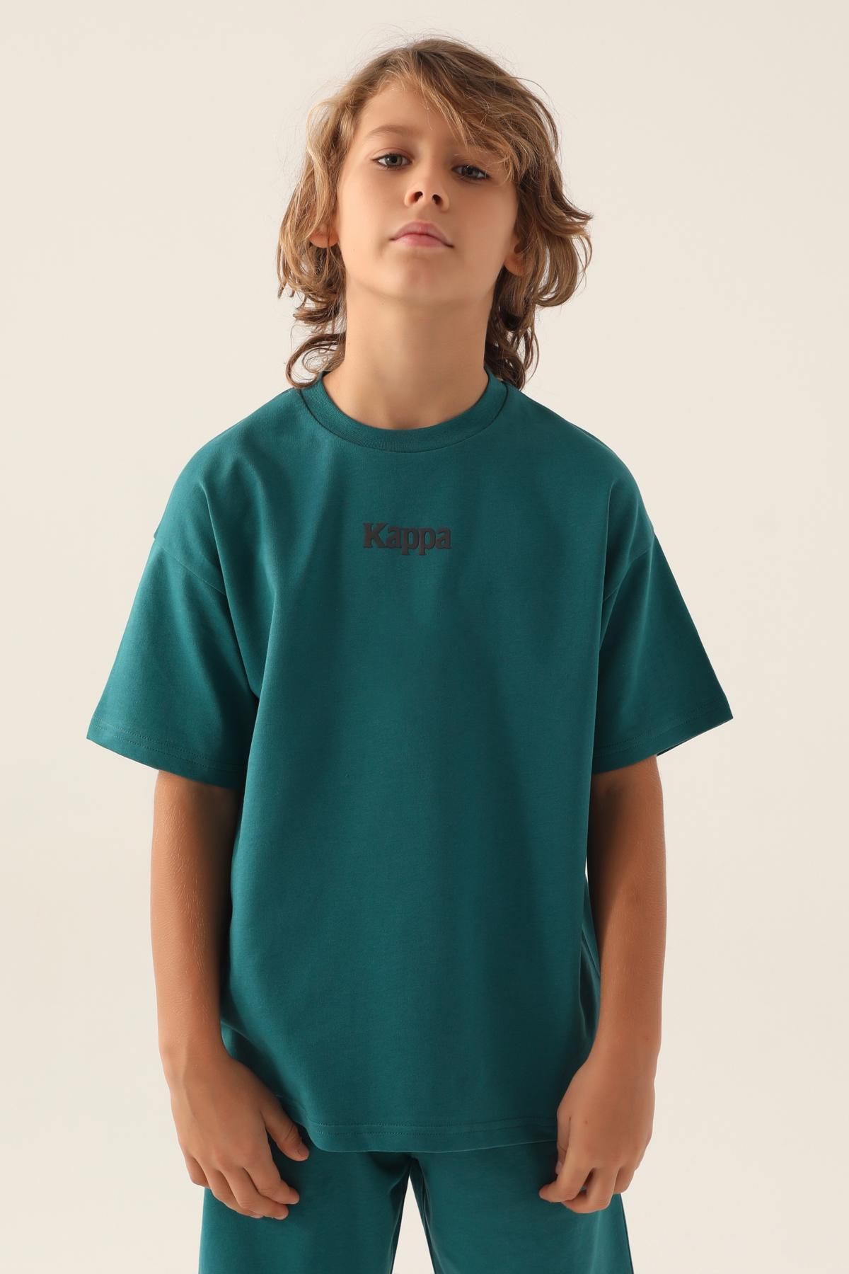 Kappa Authentic Caleb Erkek Çocuk Mavi-yeşil Regular Fit Tişört