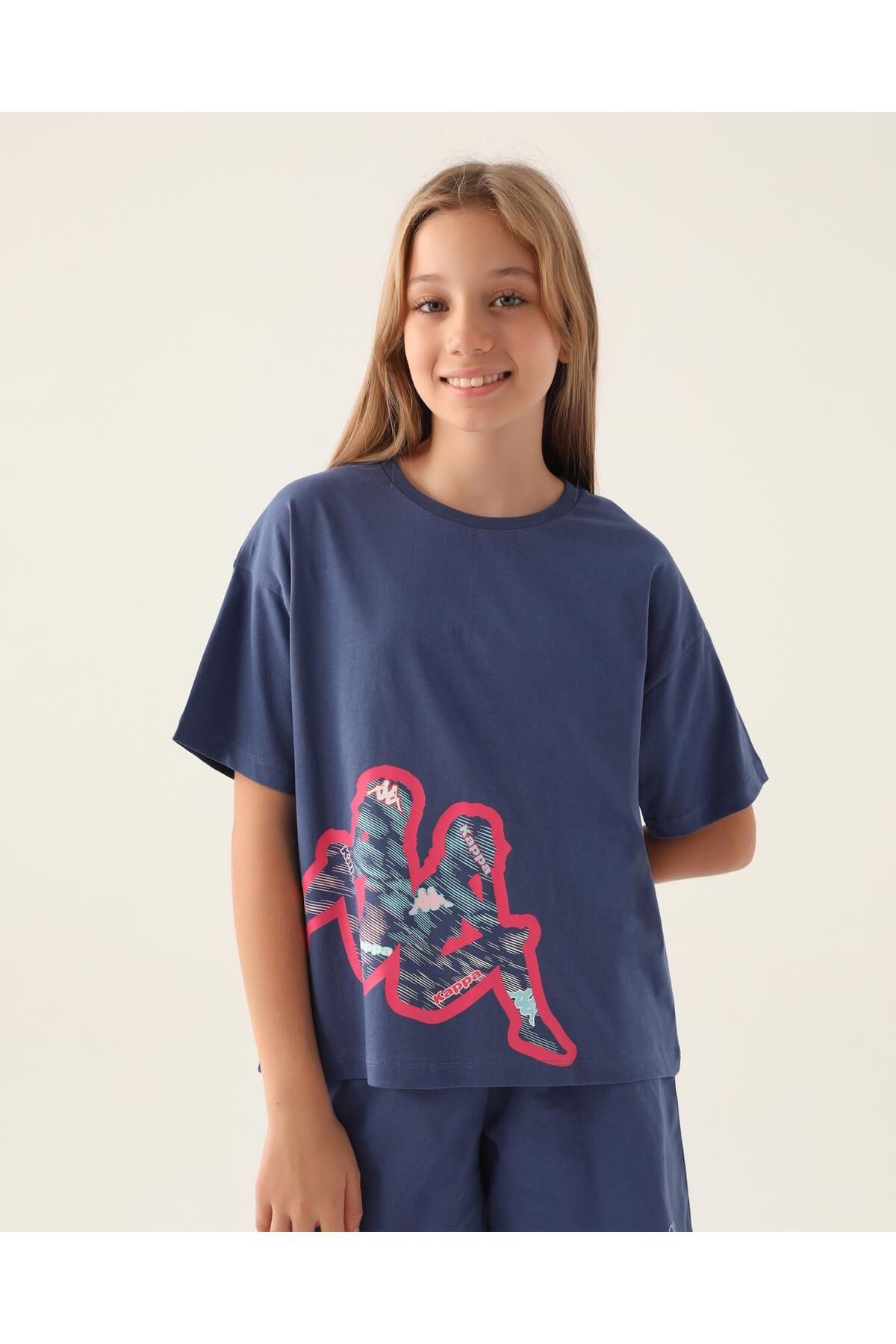 Kappa Logo Camryn Kız Çocuk Mavi Regular Fit Tişört