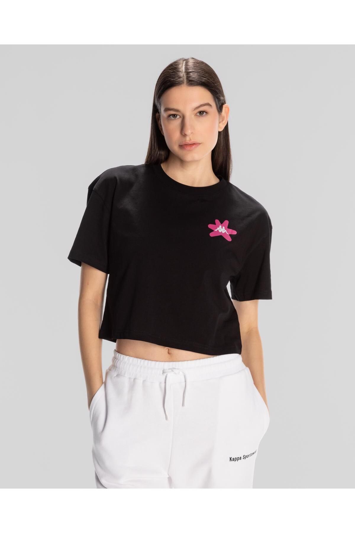 Kappa Authentic Hannah T-shirt Kadın Siyah Regular Fit Tişört