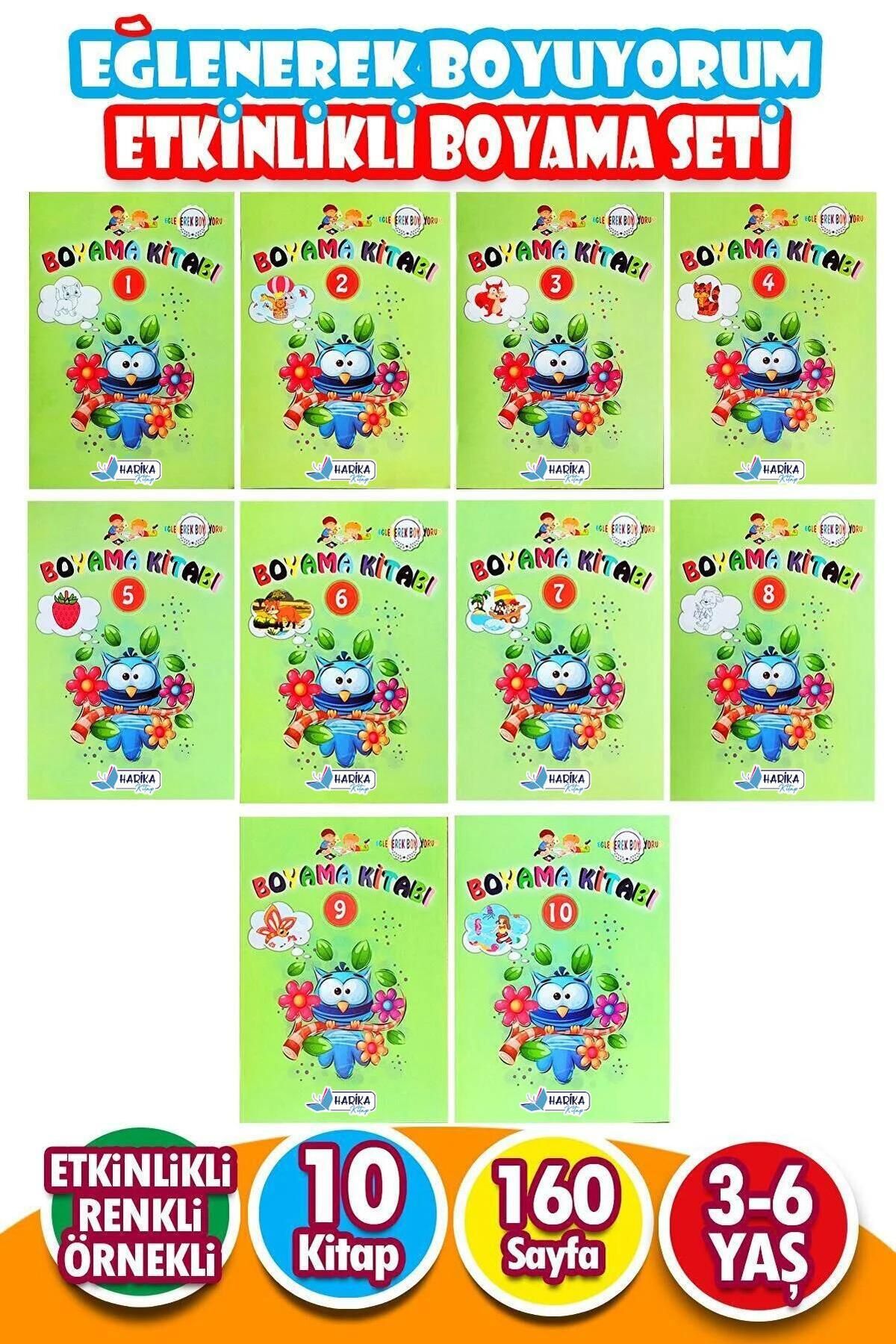 Harika Kitap Eğlenerek Boyuyorum Eğitici Etkinlikli Boyama Kitapları 10 Kitap Yeşil Set