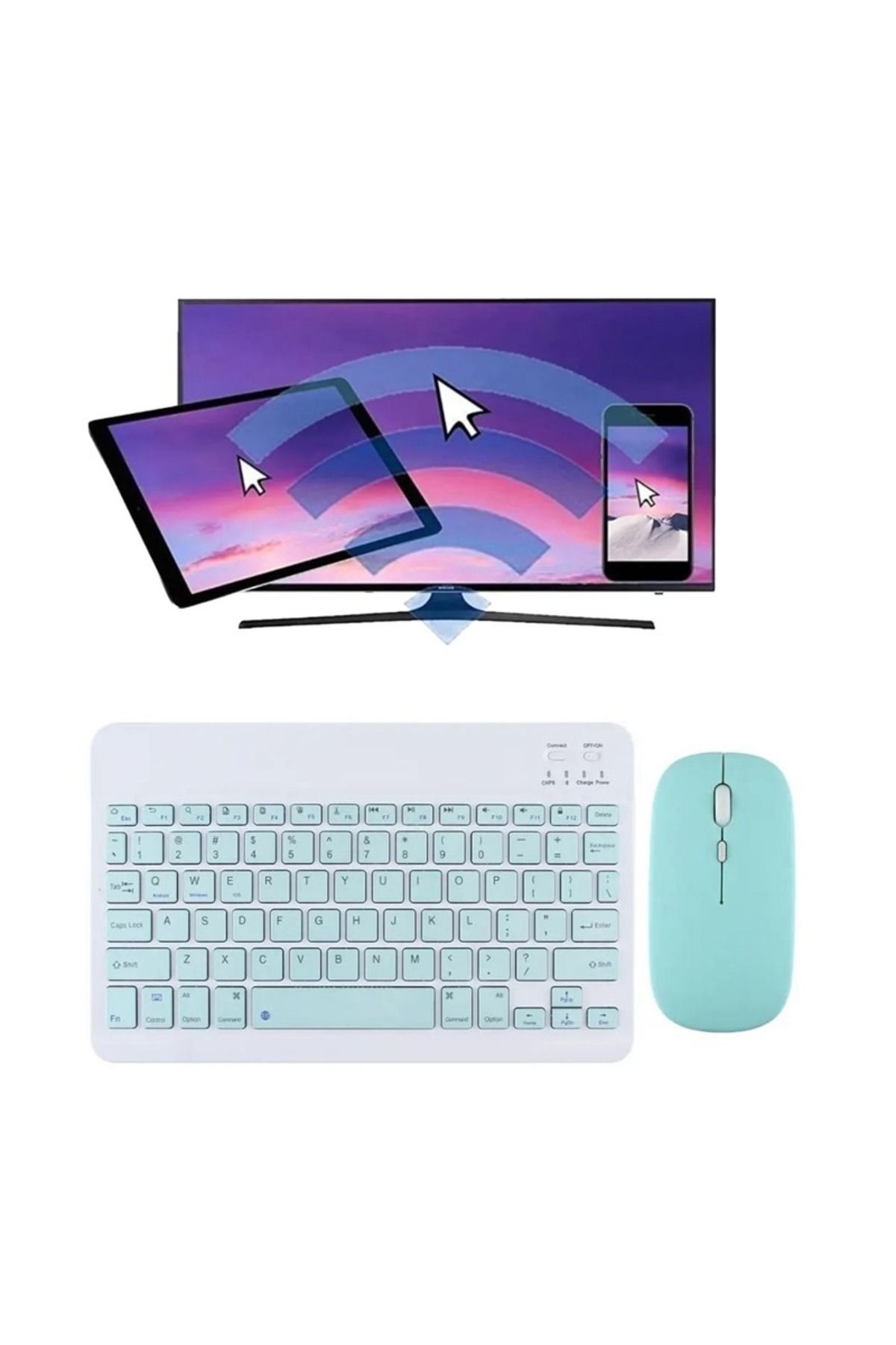 Alfa MEC Apple Ipad 9. 8. 7. Nesil 10.2" 2021 Uyumlu Kablosuz Bluetooth Klavye+mouse Set ZR555