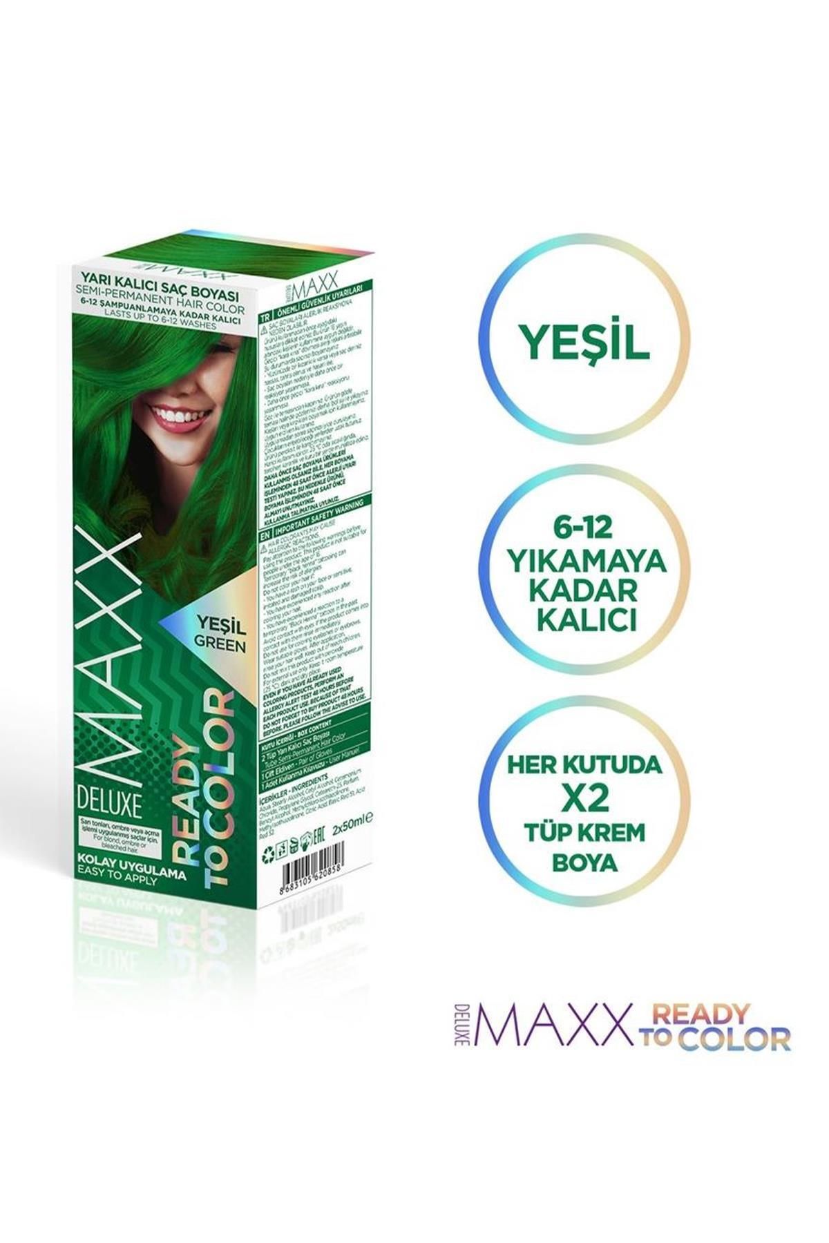 MAXX DELUXE Yarı Kalıcı Tüp Saç Boyası Yeşil 100 ml