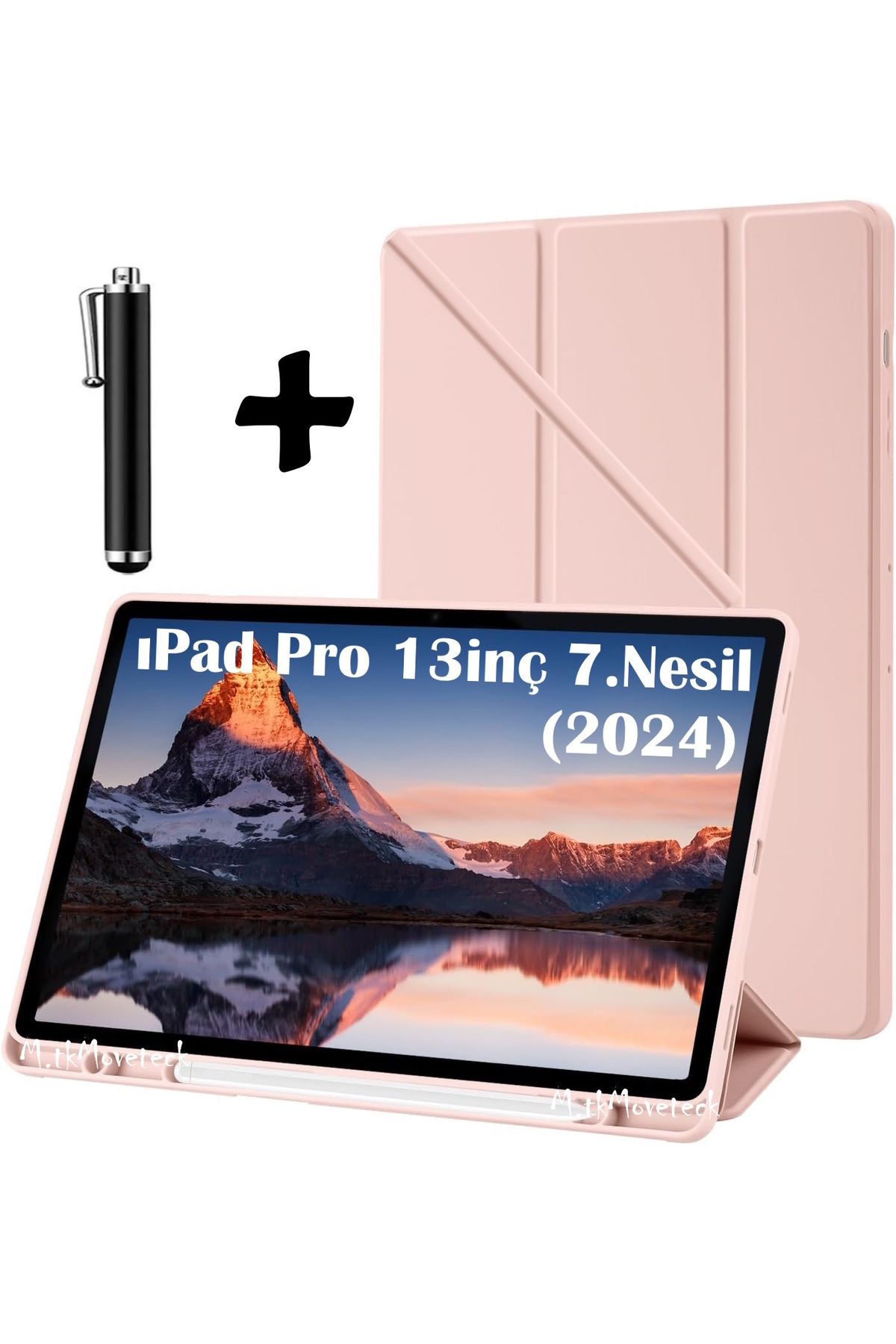 m.tk moveteck İpad Pro 7. Nesil 13" Uyumlu Kılıf Kalem Bölmeli Standlı Yumuşak Silikon Tablet Kılıfı A2837 A2926