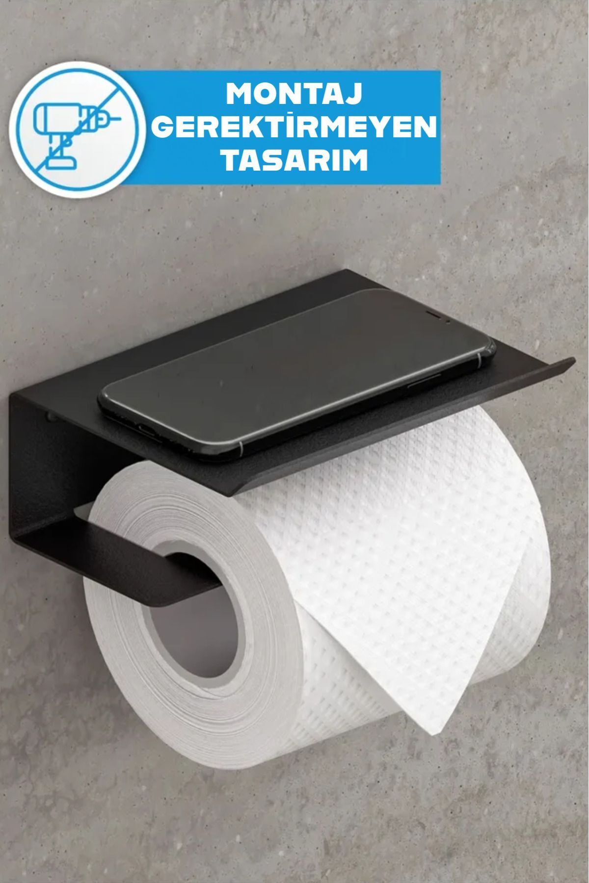3art Metal Yapışkanlı Tuvalet Kağıtlığı - Dekoratif Banyo Askısı Peçetelik