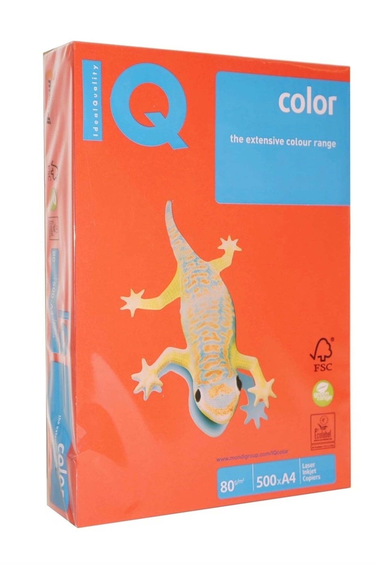 Genel Markalar Iq Color Renkli Fotokopi Kağıdı A4 80 gram 500 Yaprak Koral Kırmızı Yoğun