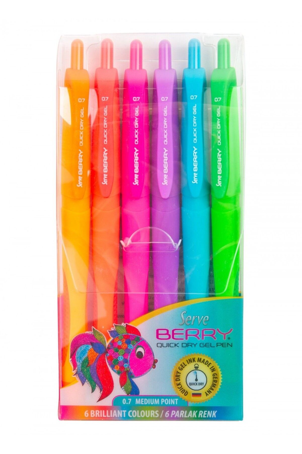 Serve Berry Hızlı Kuruyan Jel Mürekkepli Kalem 6 Renk Set B