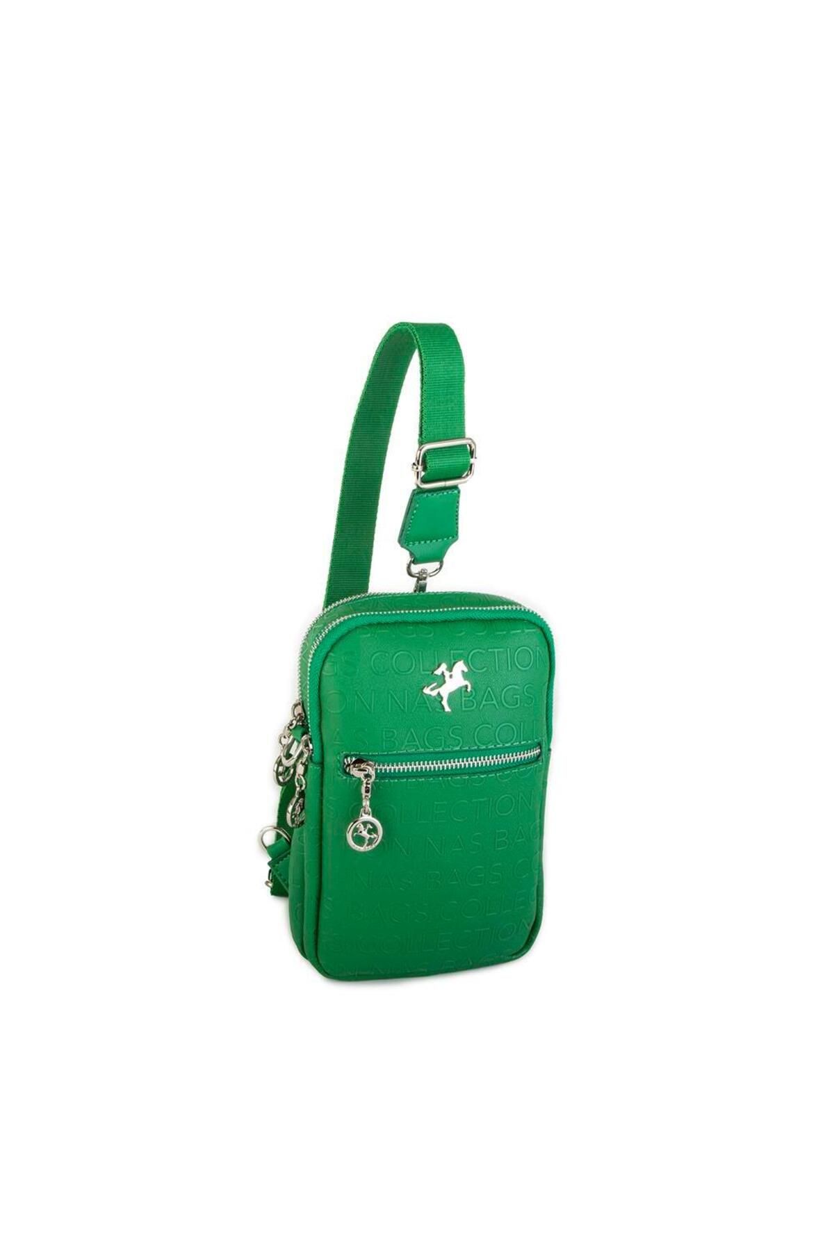 Nas Bag Kadın Bel Ve Body Bag Çapraz Çanta Dönüştürülebilir Nas Çanta Çim Yeşili Gofraj