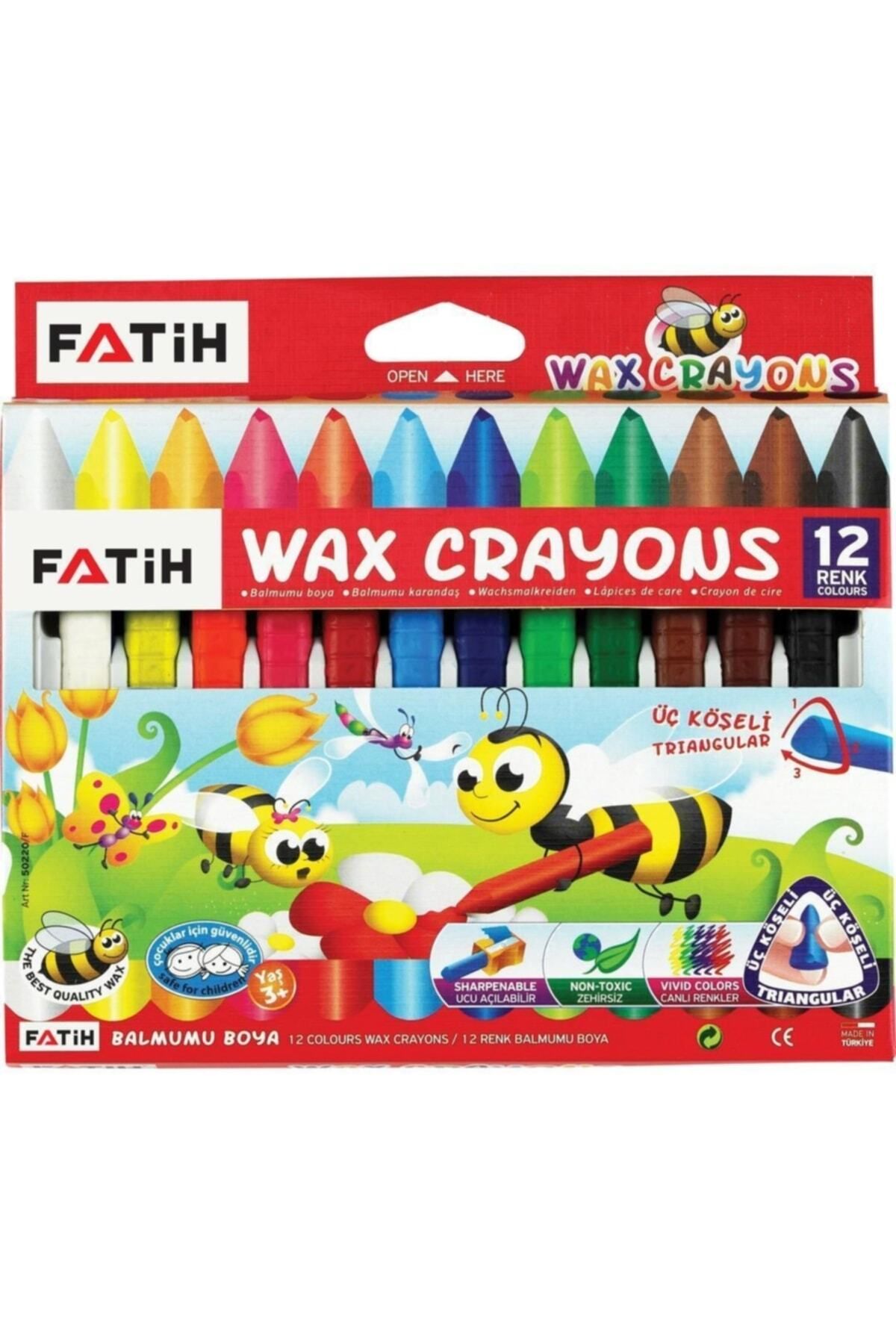 Fatih Triangular Crayons Üçgen Polimer Mum Boya 12 Renk