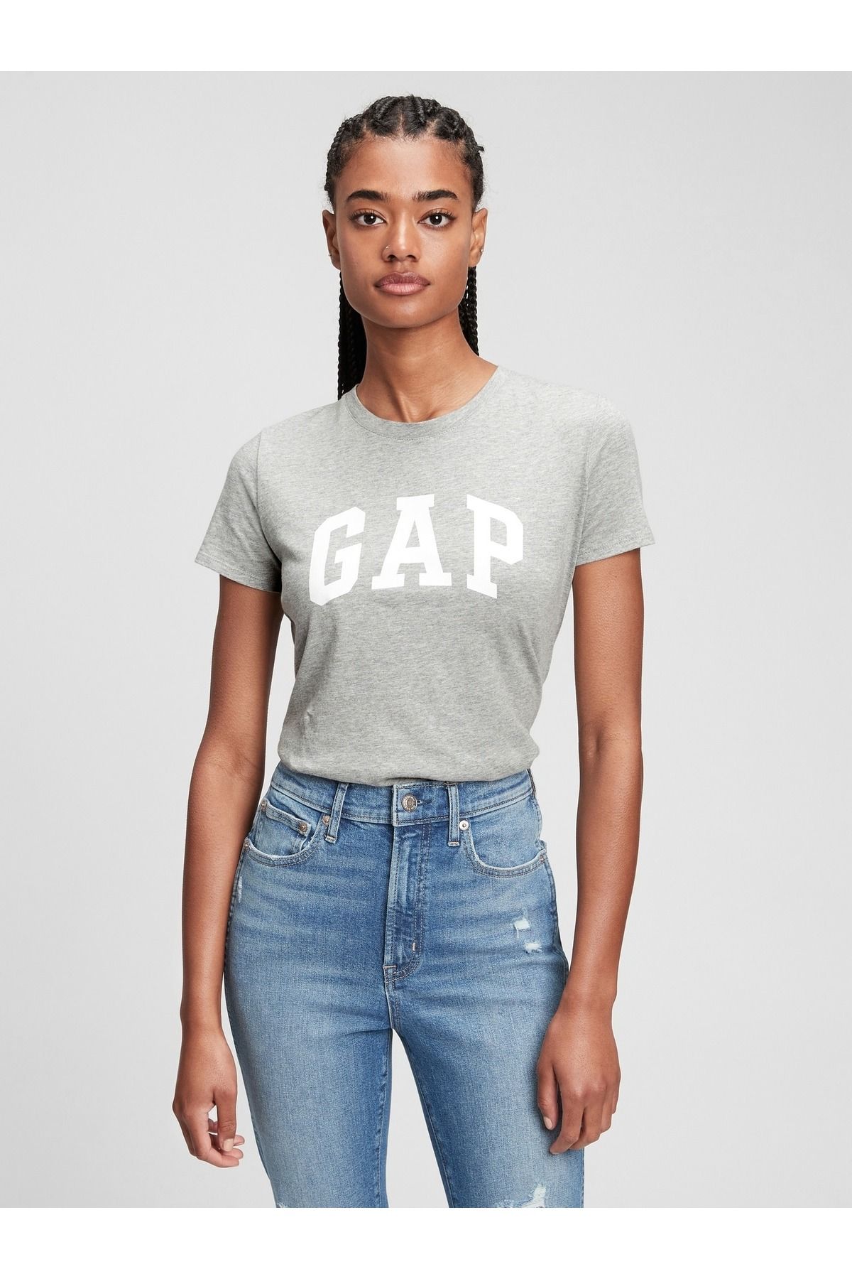GAP Kadın Gri Logo Kısa Kollu T-shirt