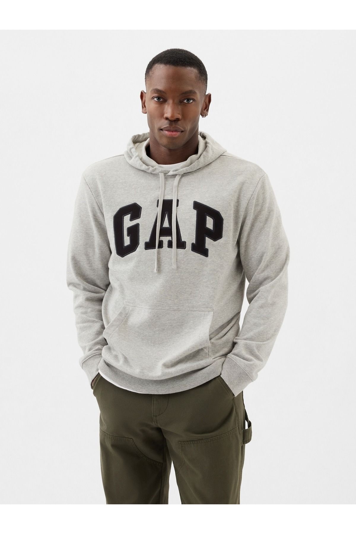 GAP Erkek Gri Gap Logo Fransız Havlu Kumaş Sweatshirt