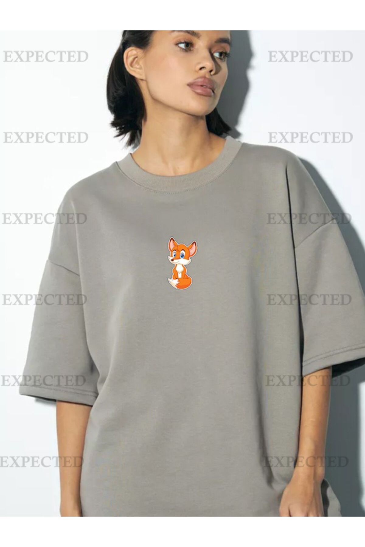 EXPECTED Unisex Hayvan Figürlü Oversize T-shirt - animal figure