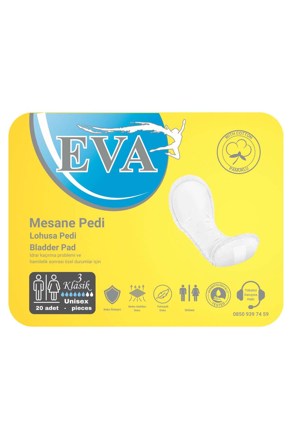 EVA Ekstra Orta Boy Mesane Pedi 20 Adet 20*1 Paket(33CM)