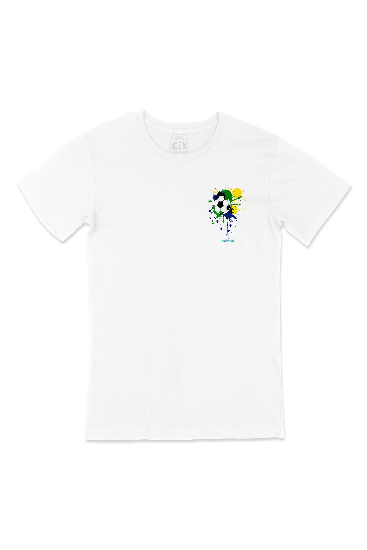 Cix Euro 2020 Futbol Topu Cep Logo Tasarımlı Beyaz Tişört