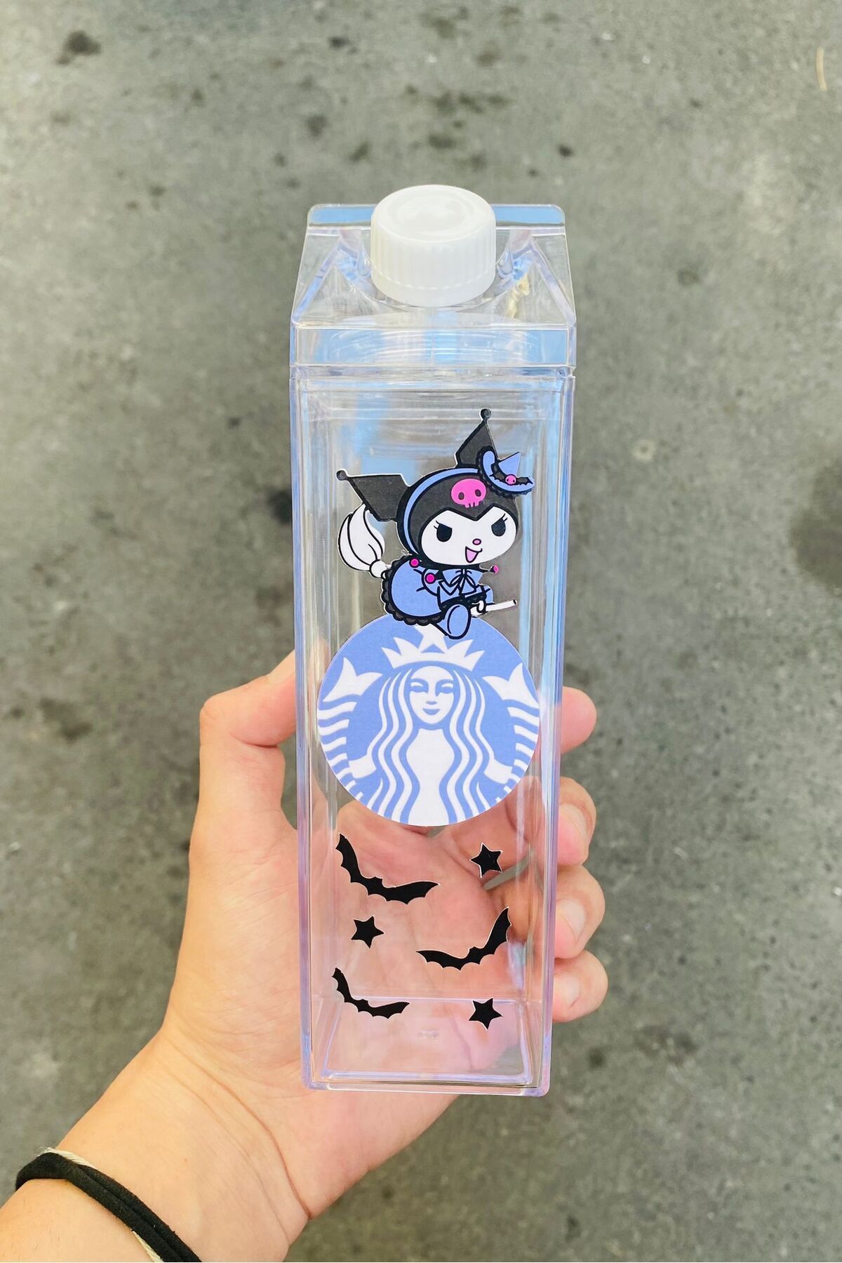 Namgo Kuromi Suluk 500ml Mika Süt Kutu Tasarımlı Su Kahve İçecek Şişesi Hello Kitty Starbucks Matara
