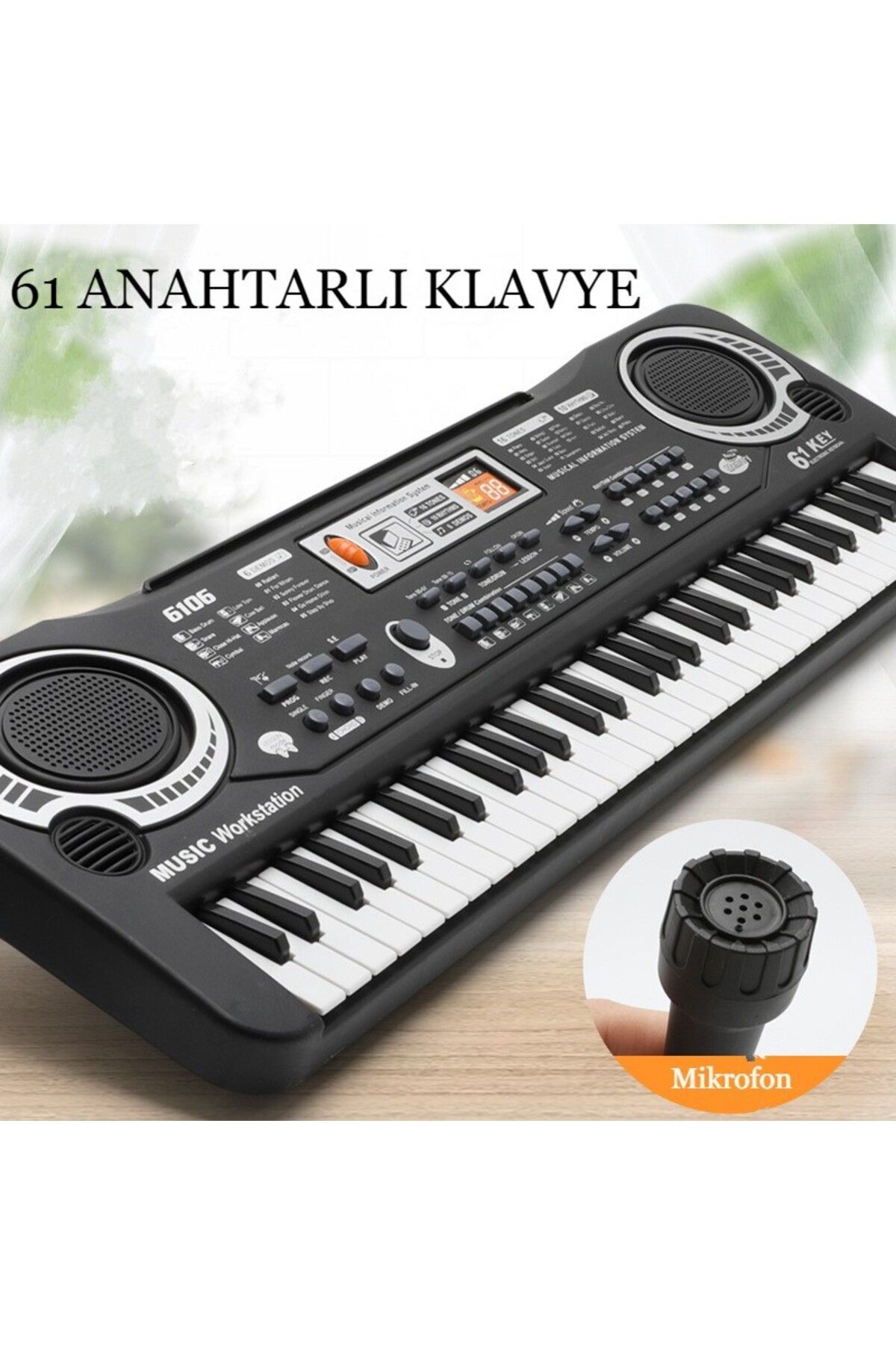 IntersTech Çocuklar İçin Org Piyano Elektronik Keyboard 61 Tuşlu klavye Mikrofonlu Pilli Karaoke Enstrüman