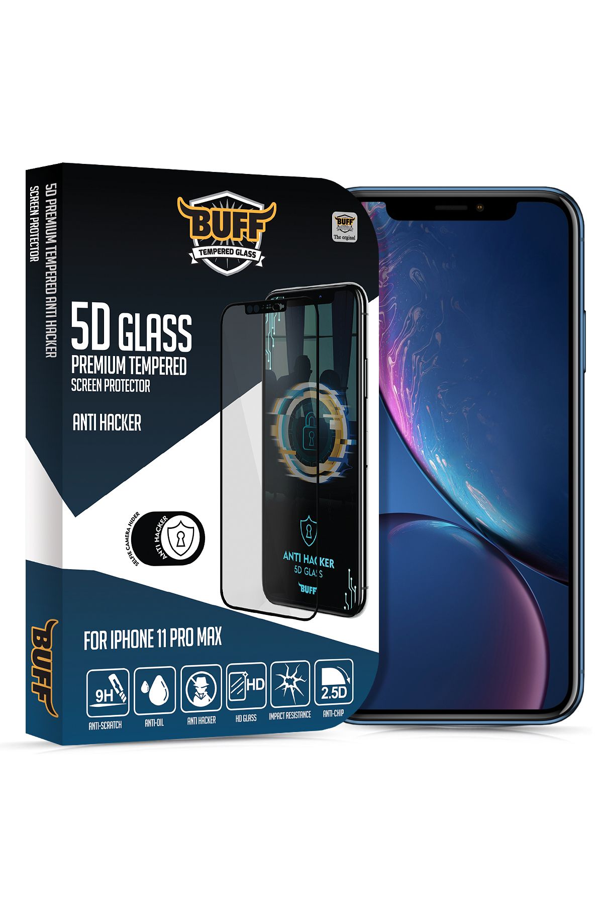 Buff Labs Buff Iphone 11 Pro Max 5d Glass Anti Hacker Ekran Koruyucu