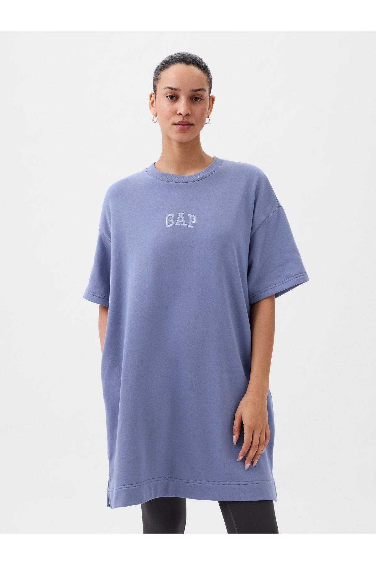 GAP Kadın Mavi Gap Logo Oversized Sweatshirt Elbise