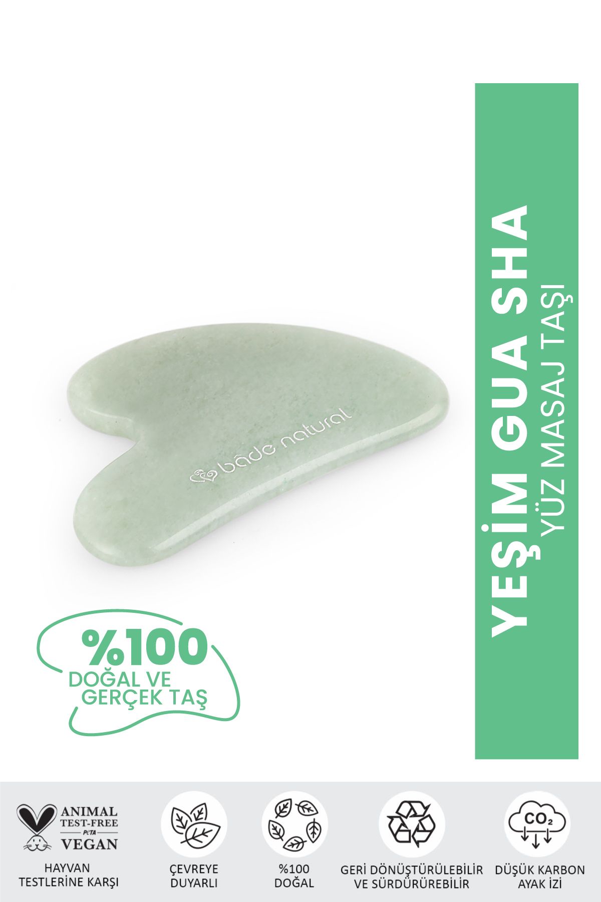 Bade Natural Yeşim Gua Sha %100 Doğal Ve Gerçek Yüz Masaj Taşı