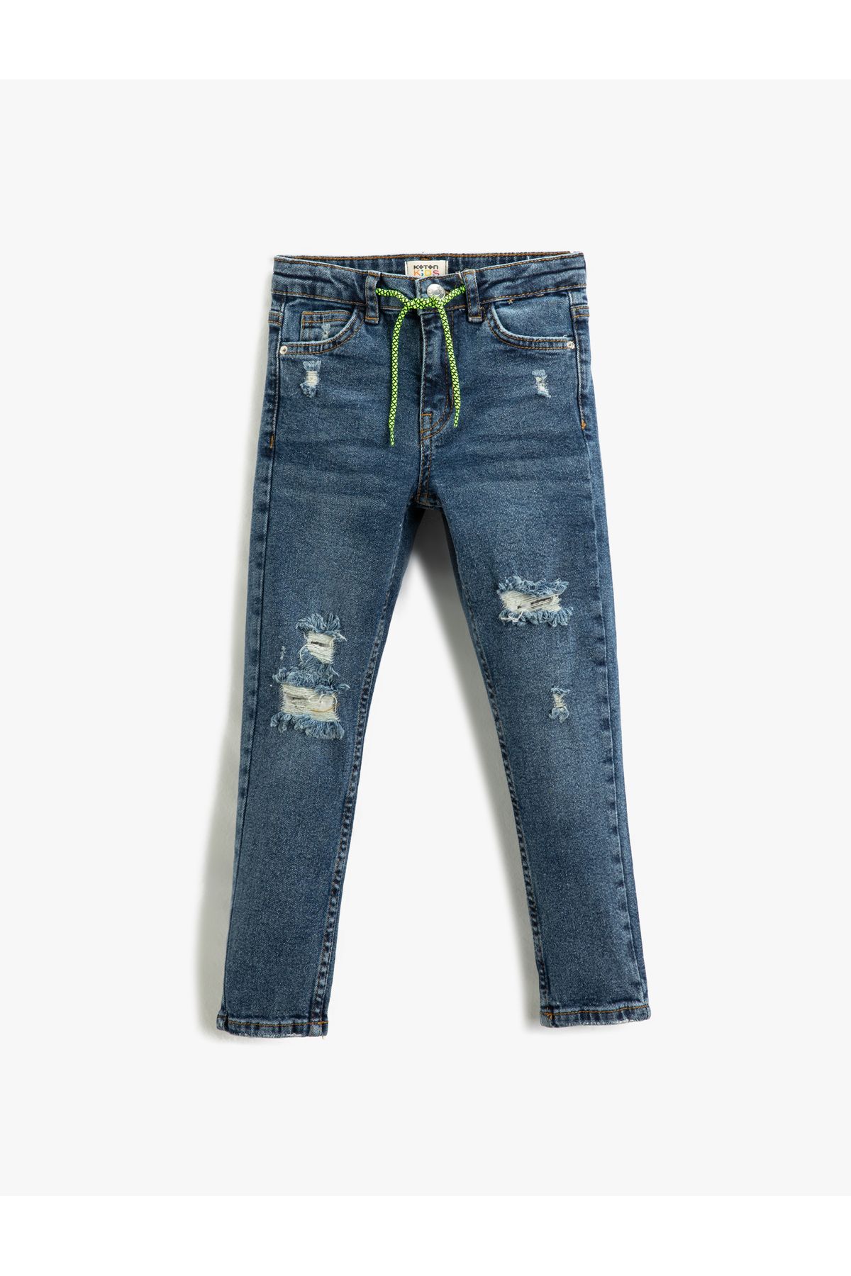 Koton Dar Paça Beli Bağlamalı Yıpratılmış Kot Pantolon - Skinny Jean