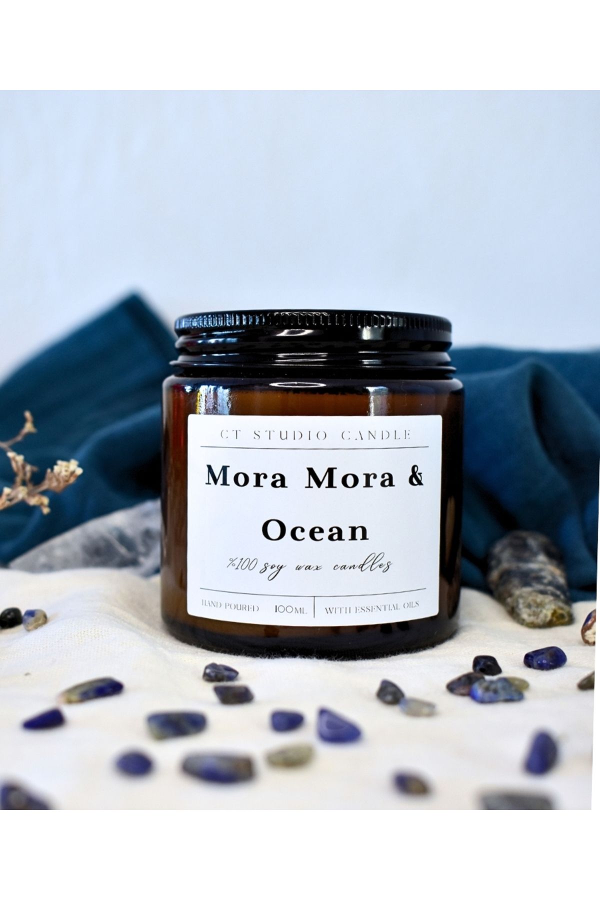 MUM Mora Mora & Okyanus Esanslı, Sodalit taşlı %100 Soya Mumu