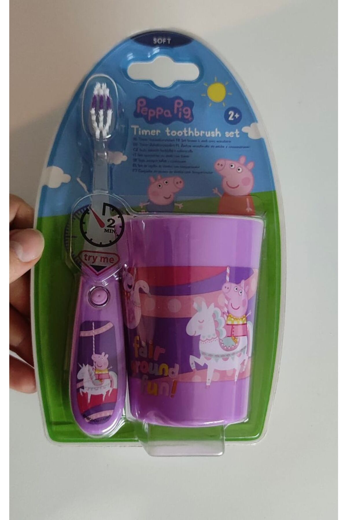 Bi Dünya Store Işıklı Zaman Ayarlı Çocuk Diş Fırçası Ve Bardak, Peppa Pig Çocuk Diş Fırçası, Diş Fırça Seti