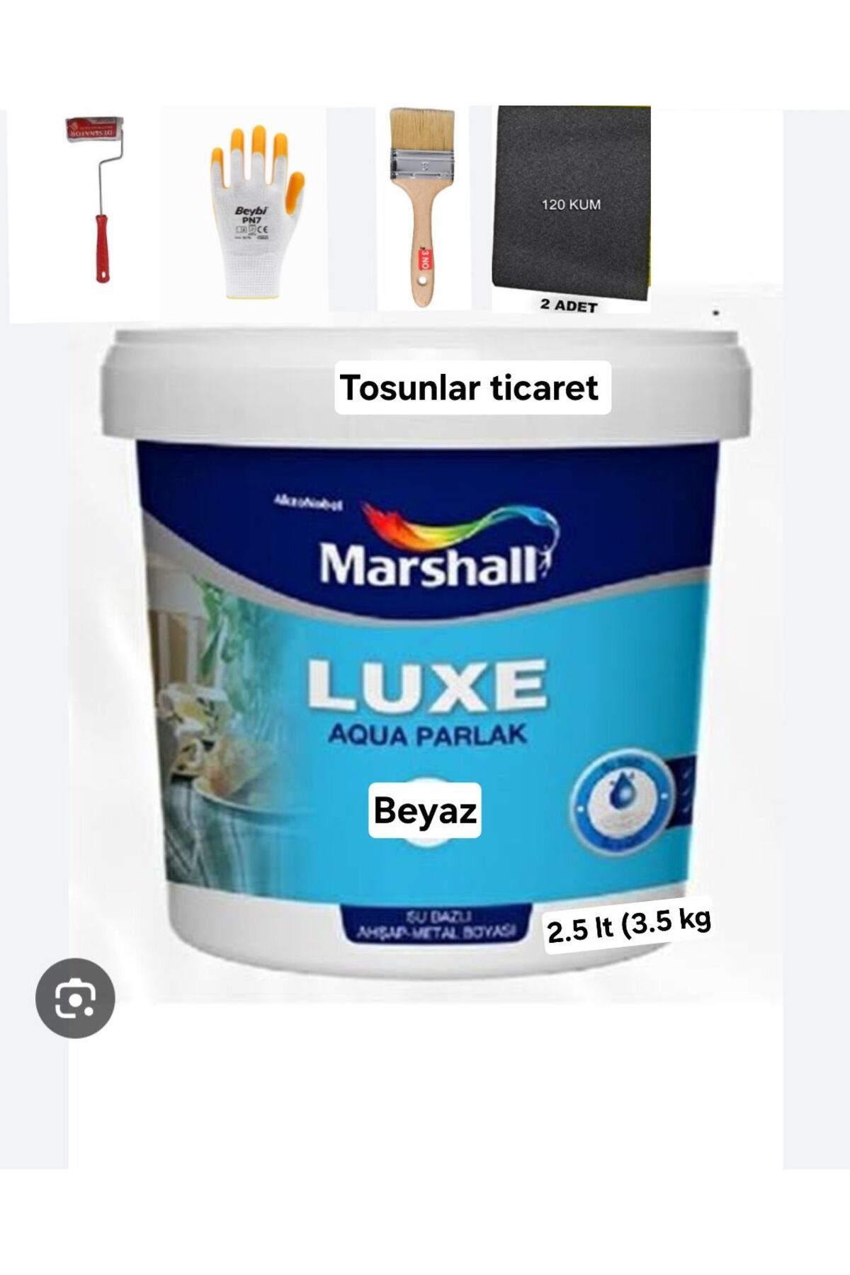 Marshall lüx Agua su bazlı sentetik boya beyaz 2.5 lt