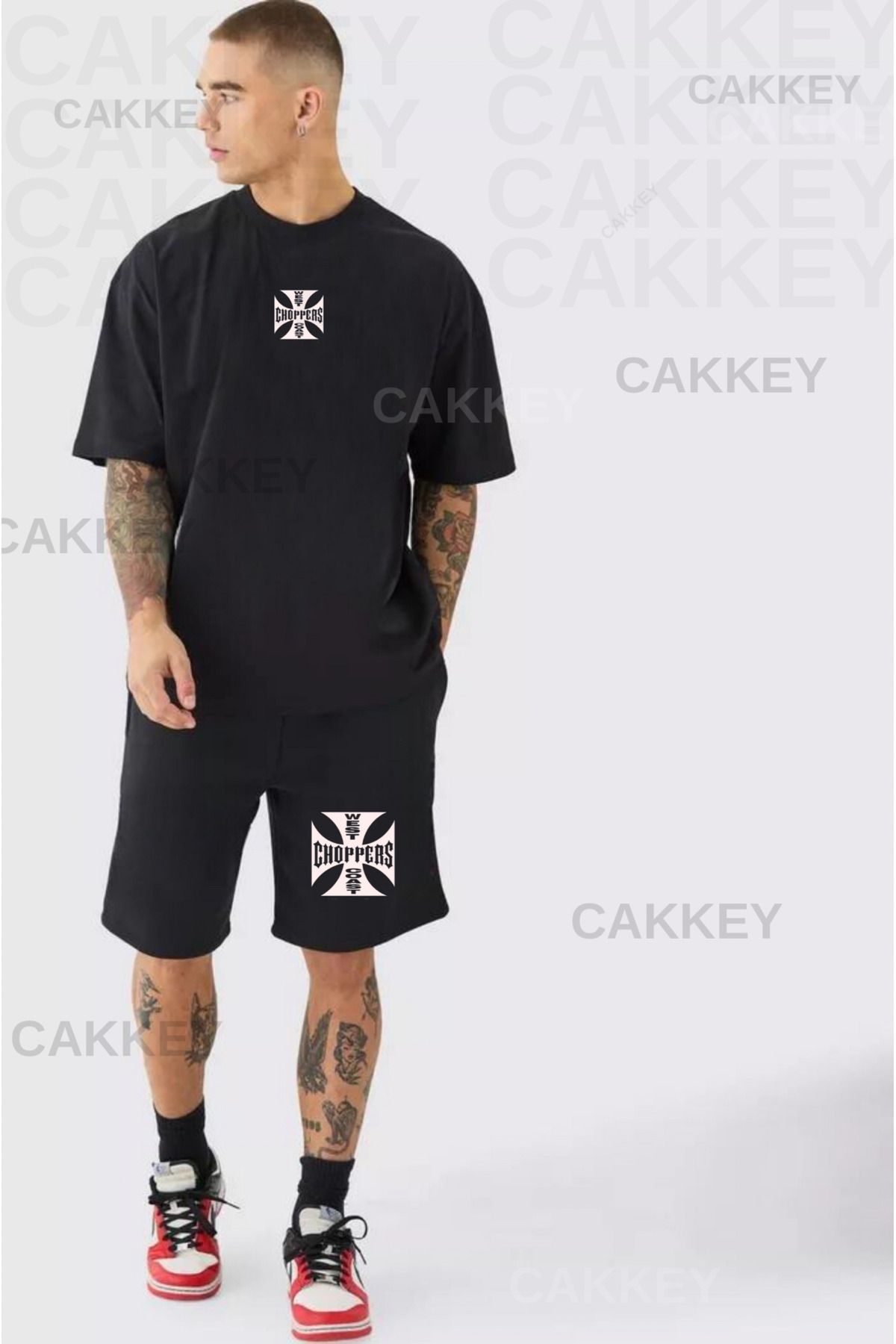 Cakkey Brian O'Conner West Coast Chopper Baskılı Oversize TShirt-Şort Takımı