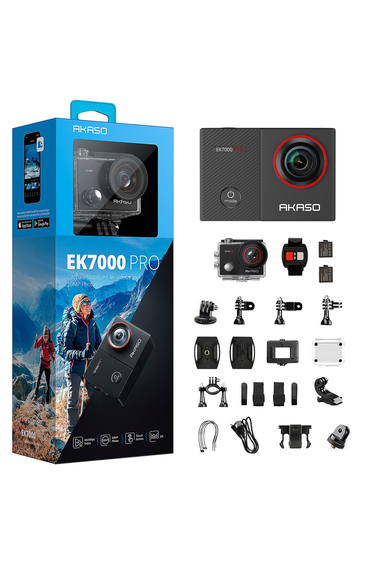 AKASO Ek7000 Pro 4k Wi-fi Aksiyon Kamera Ve Süper Aksesuar Seti ( Türkiye 2 Yıl Garantili)