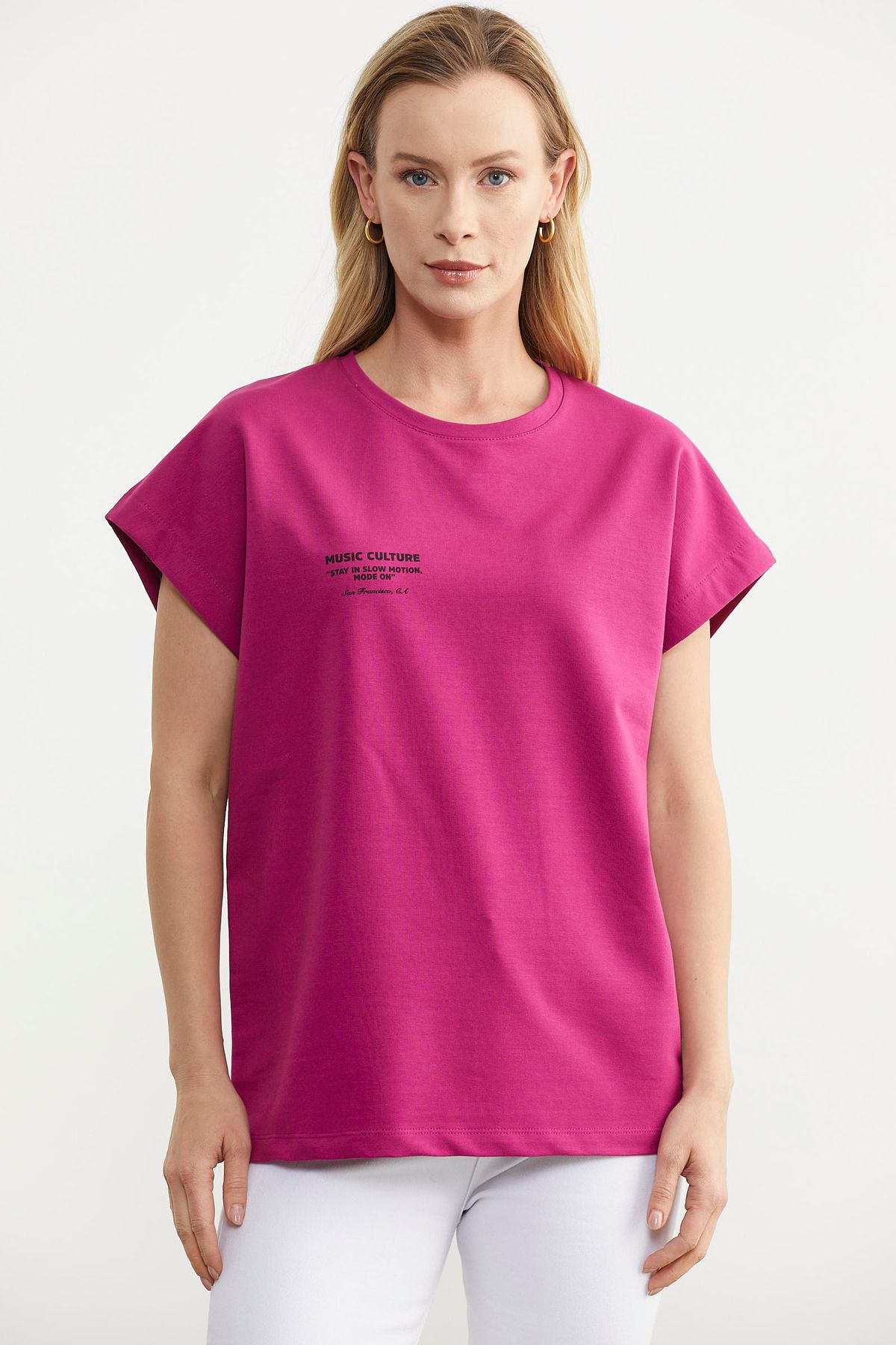 Sementa Oversize Kısa Kollu Tshirt - Fuşya
