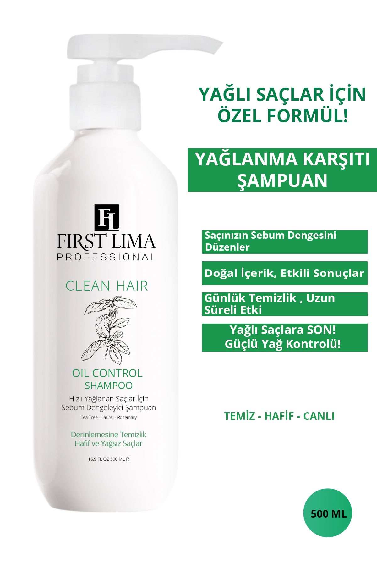 First Lima Professional Yağlanma Karşıtı Sebum Dengeleyici Bitkisel Şampuan 500 ml