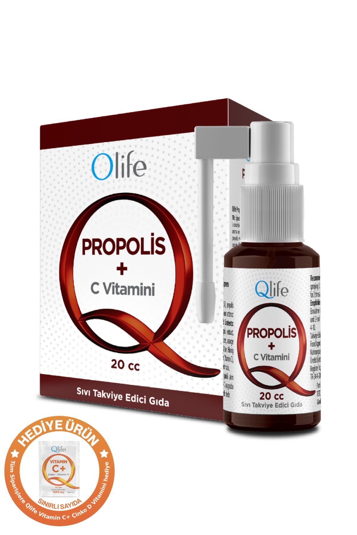 Q LİFE Propolis, C Vitamini Sprey - Damla 20 ml