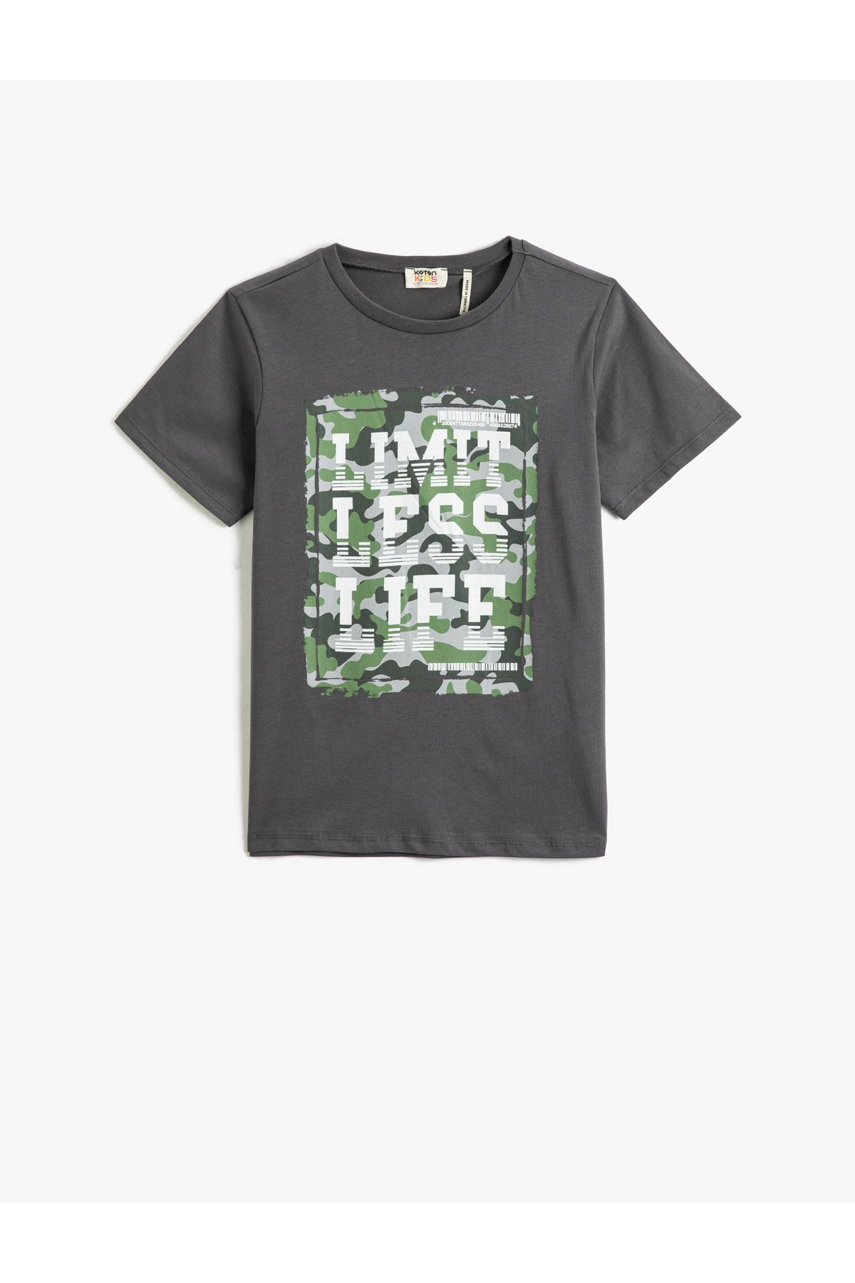 Koton Baskılı Antrasit Erkek Çocuk T-shirt 3skb10029tk