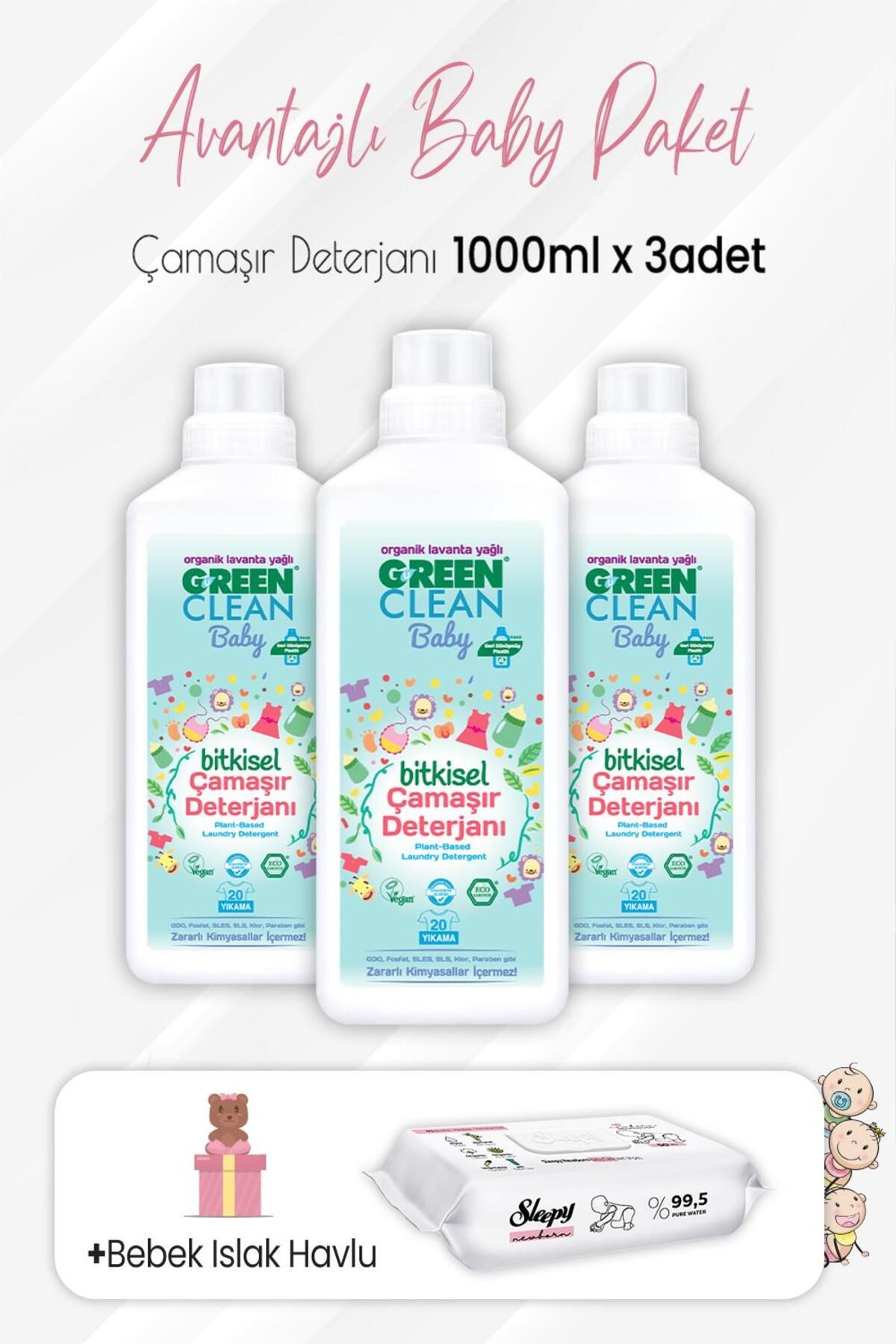 Green Clean Baby Deterjan 1 Lt X 3 Adet Ve Yenidoğan Devam 50'li