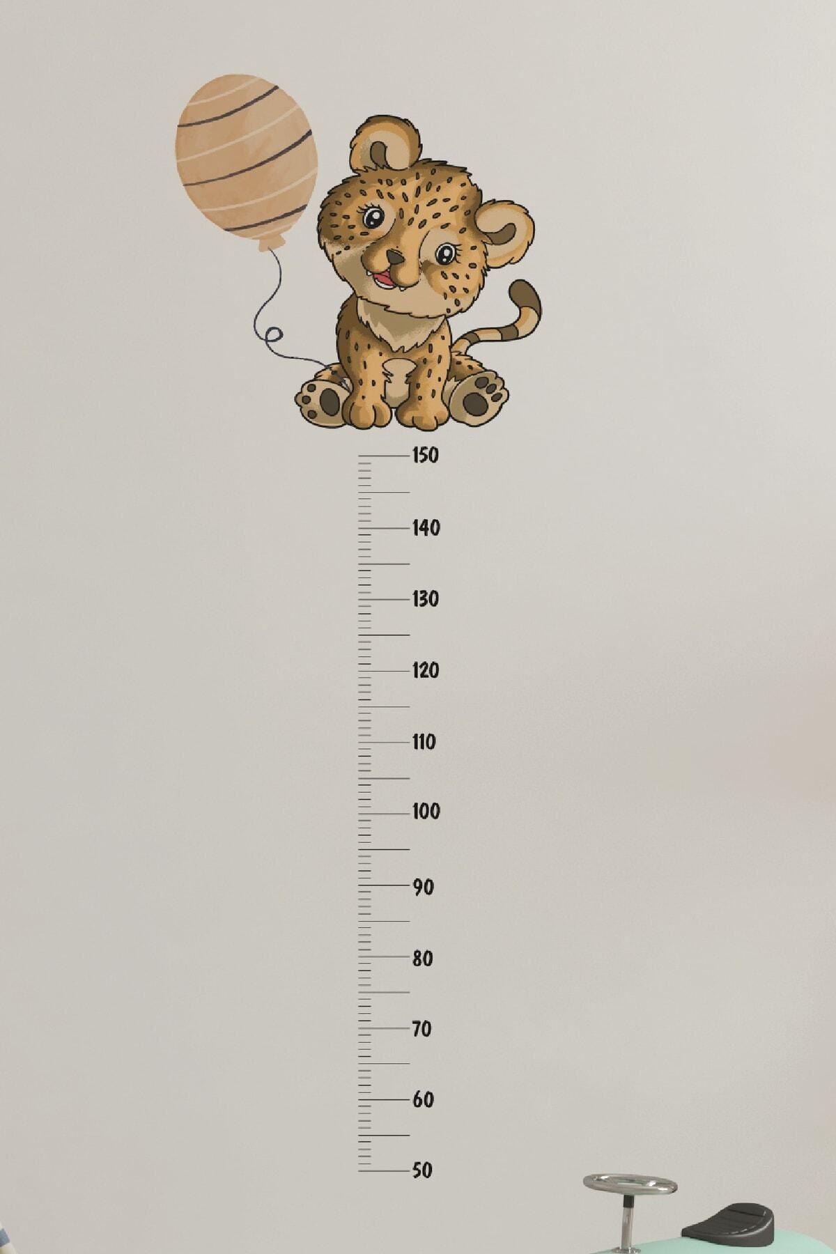 212shop Sevimli Aslan Boy Ölçer Bebek Çocuk Odası Duvar Dekorasyon Sticker