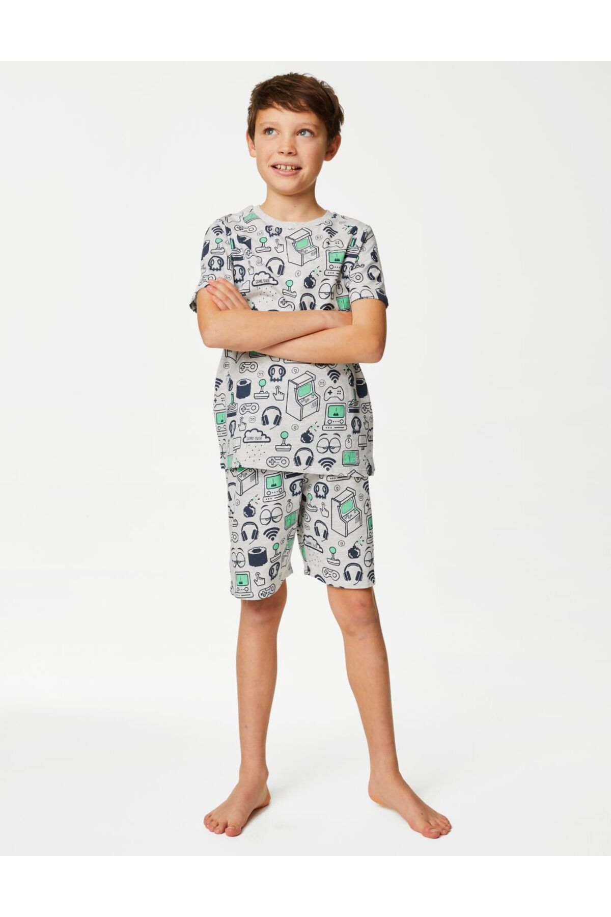 Marks & Spencer Oyun Temalı Kısa Kollu Şortlu Pijama Takımı (7-14 Yaş)