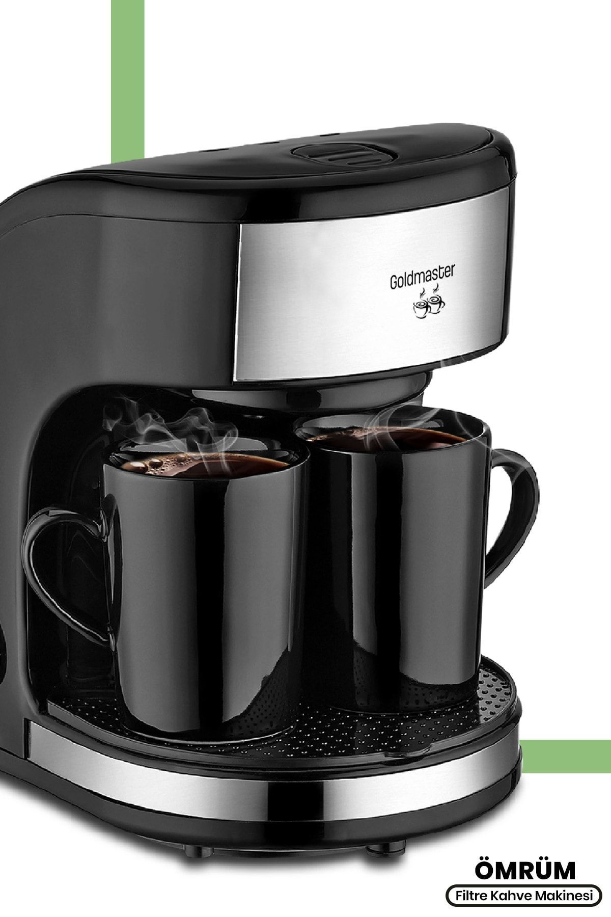 GoldMaster Ömrüm Yıkanabilir Filtreli Çift Kupalı Özel Demlemeli Filtre Kahve Makinesi